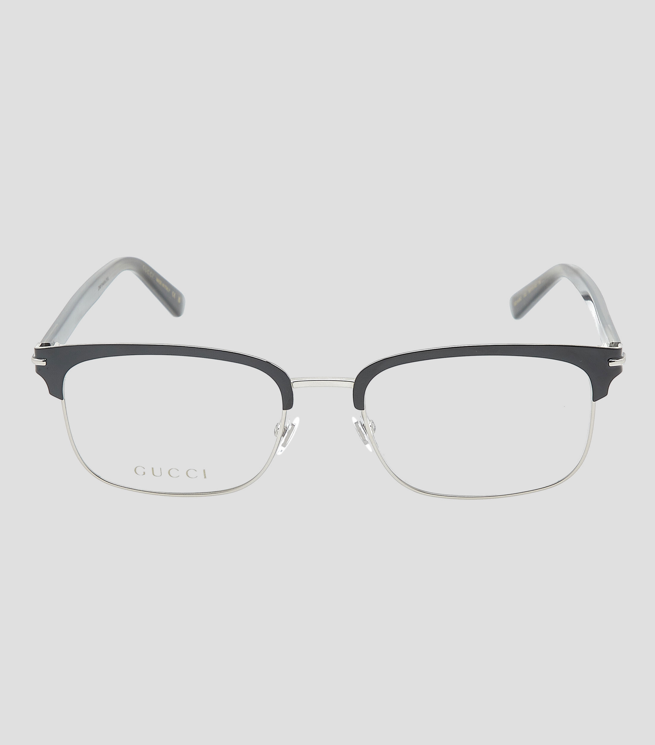 Lentes oftálmicos cuadrados Plateado con negro Hombre
