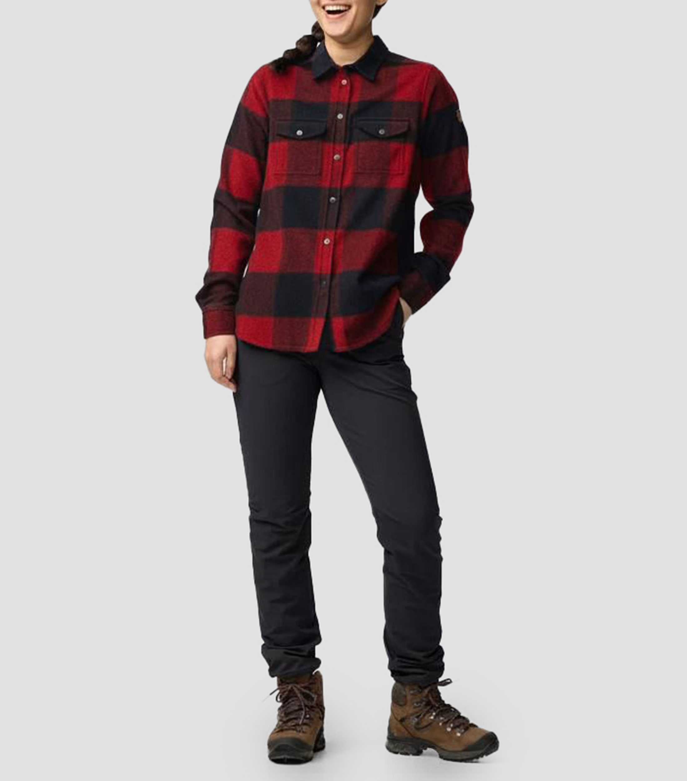 Camisa a cuadros manga larga Mujer