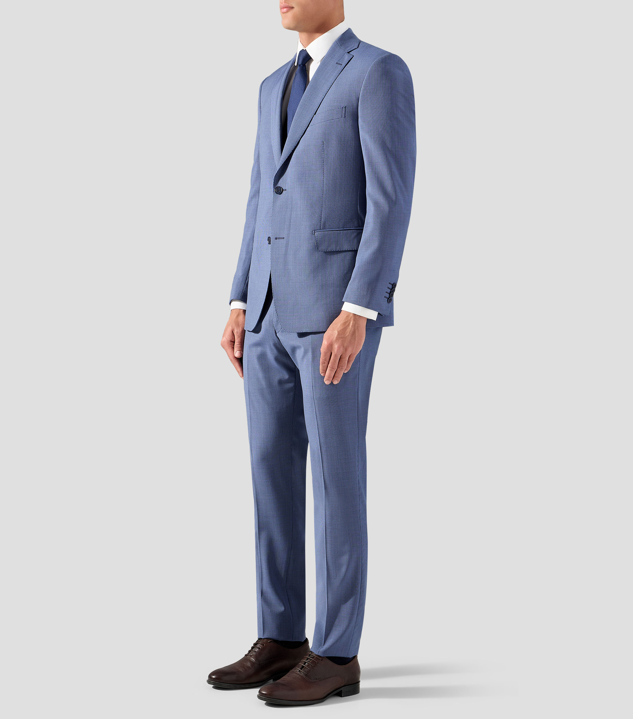 Traje de lana corte regular con microdiseño Hombre