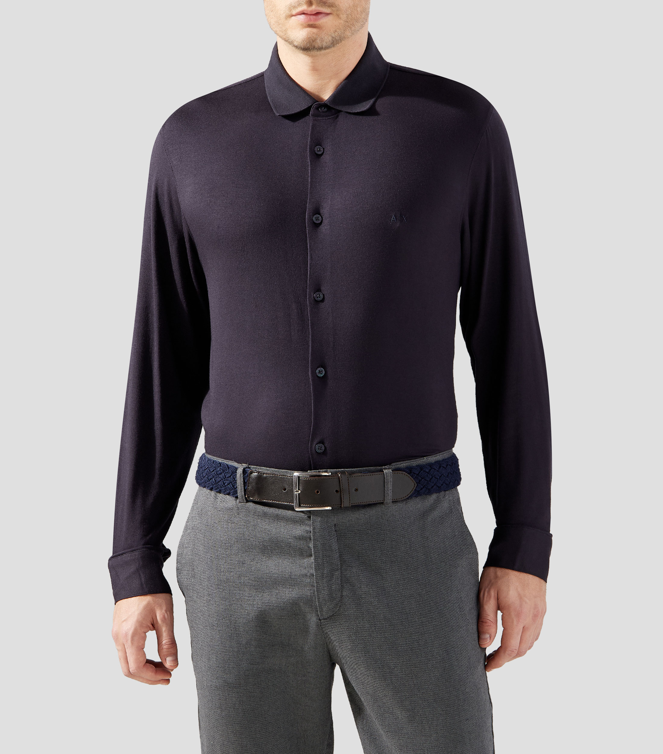 Camisa lisa de manga larga Hombre