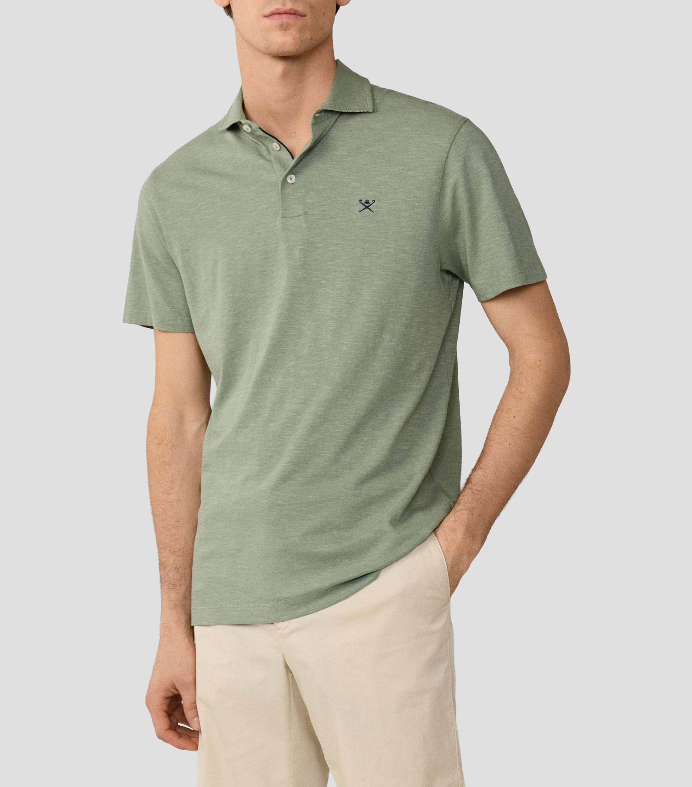 Playera tipo polo de manga corta lisa Hombre