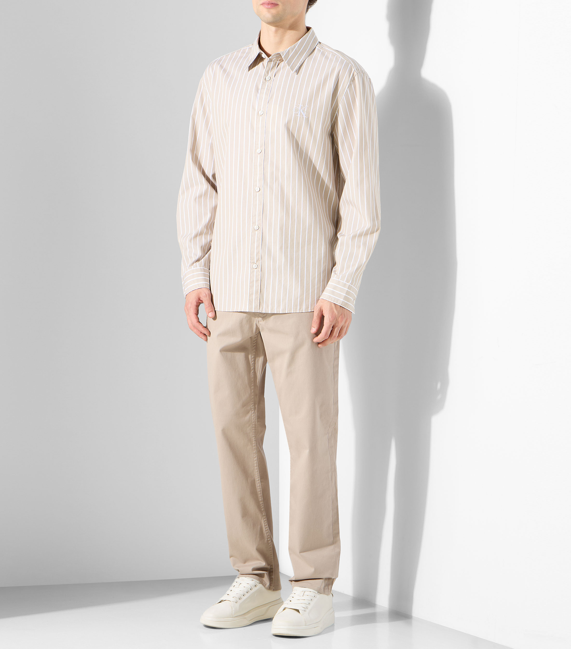 Camisa con rayas manga larga Hombre