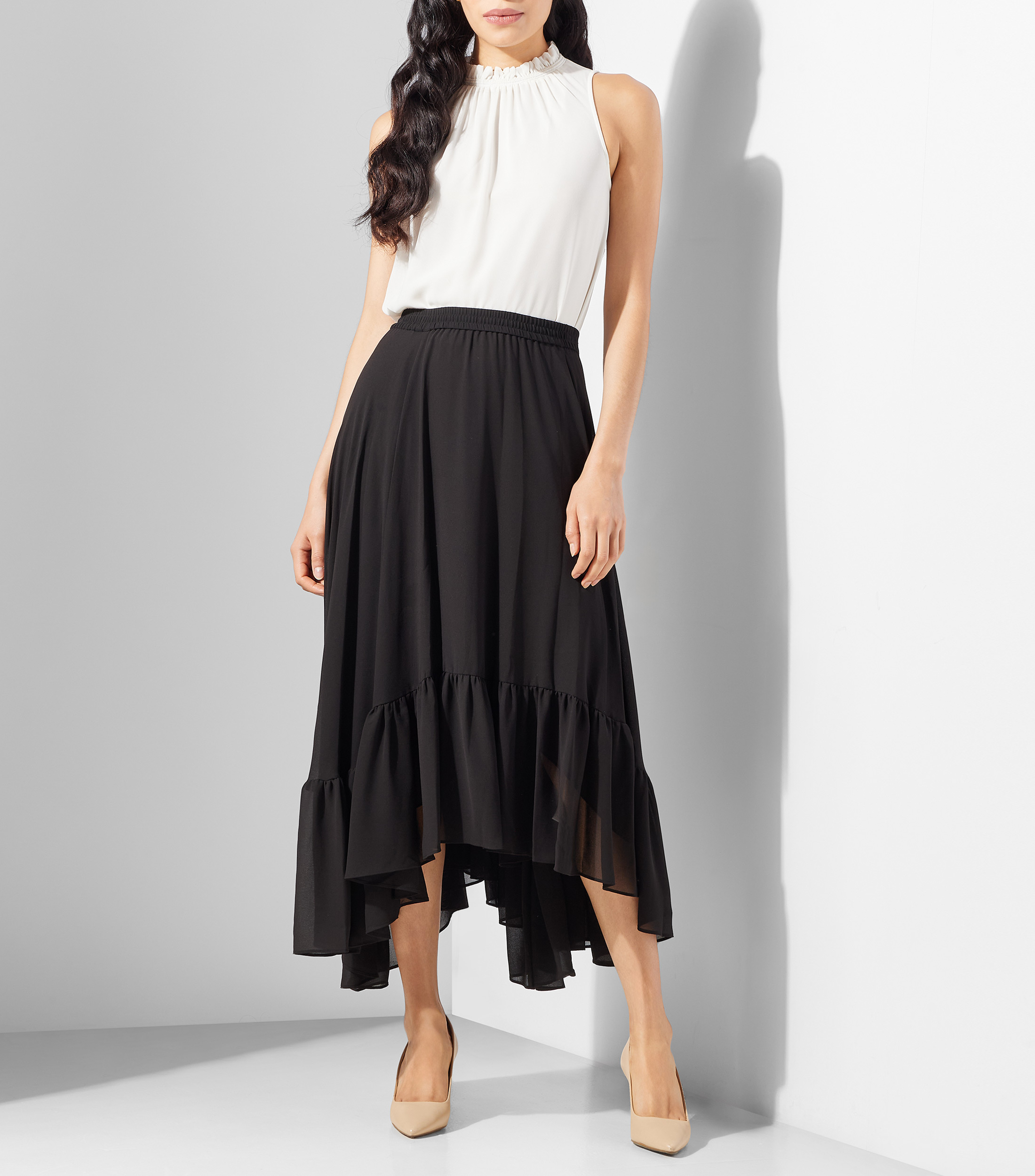 Falda midi A lisa Mujer