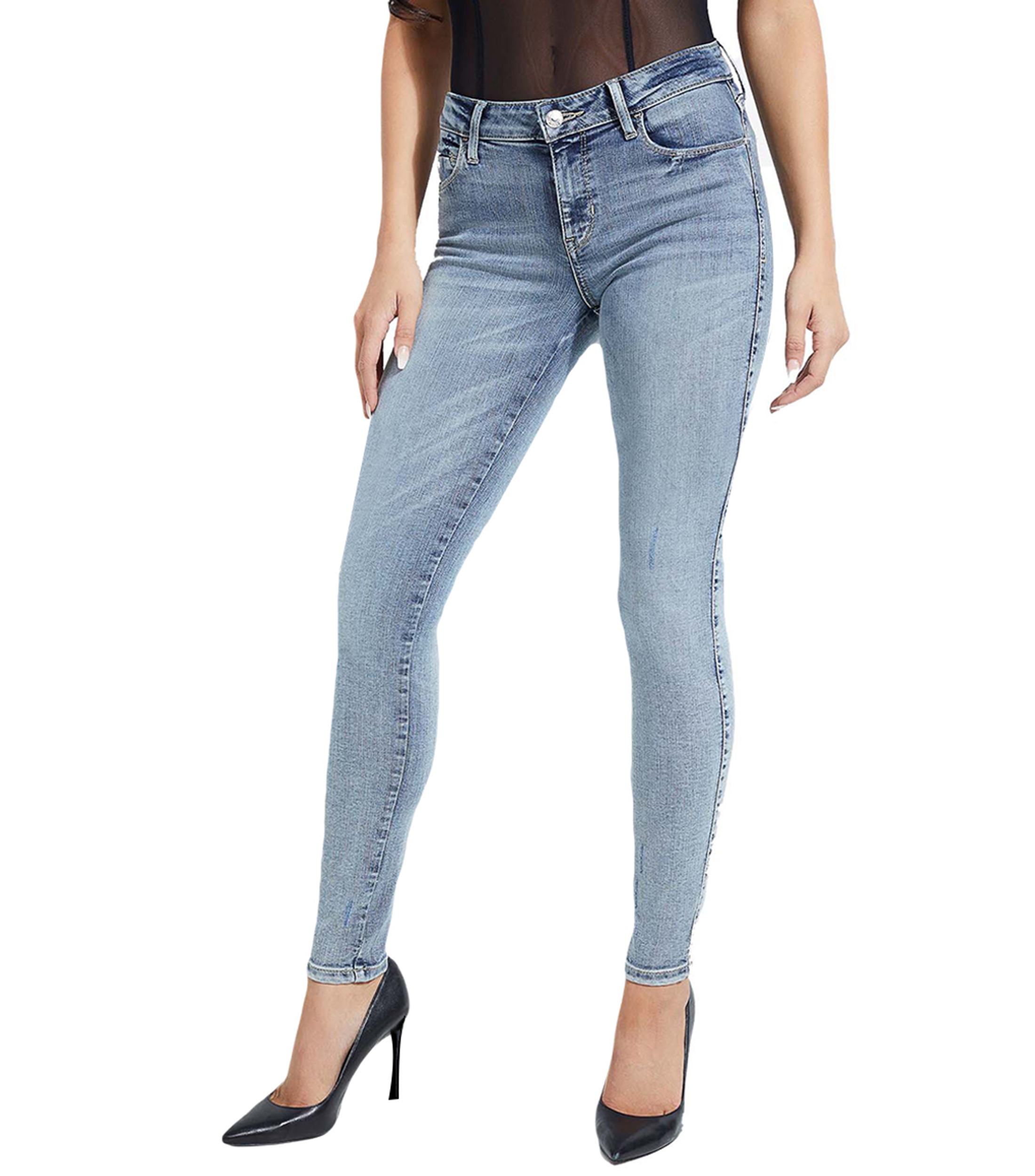 Jean noir étroit Guess taille-haute | Modèle 1981 | Jean femme noir