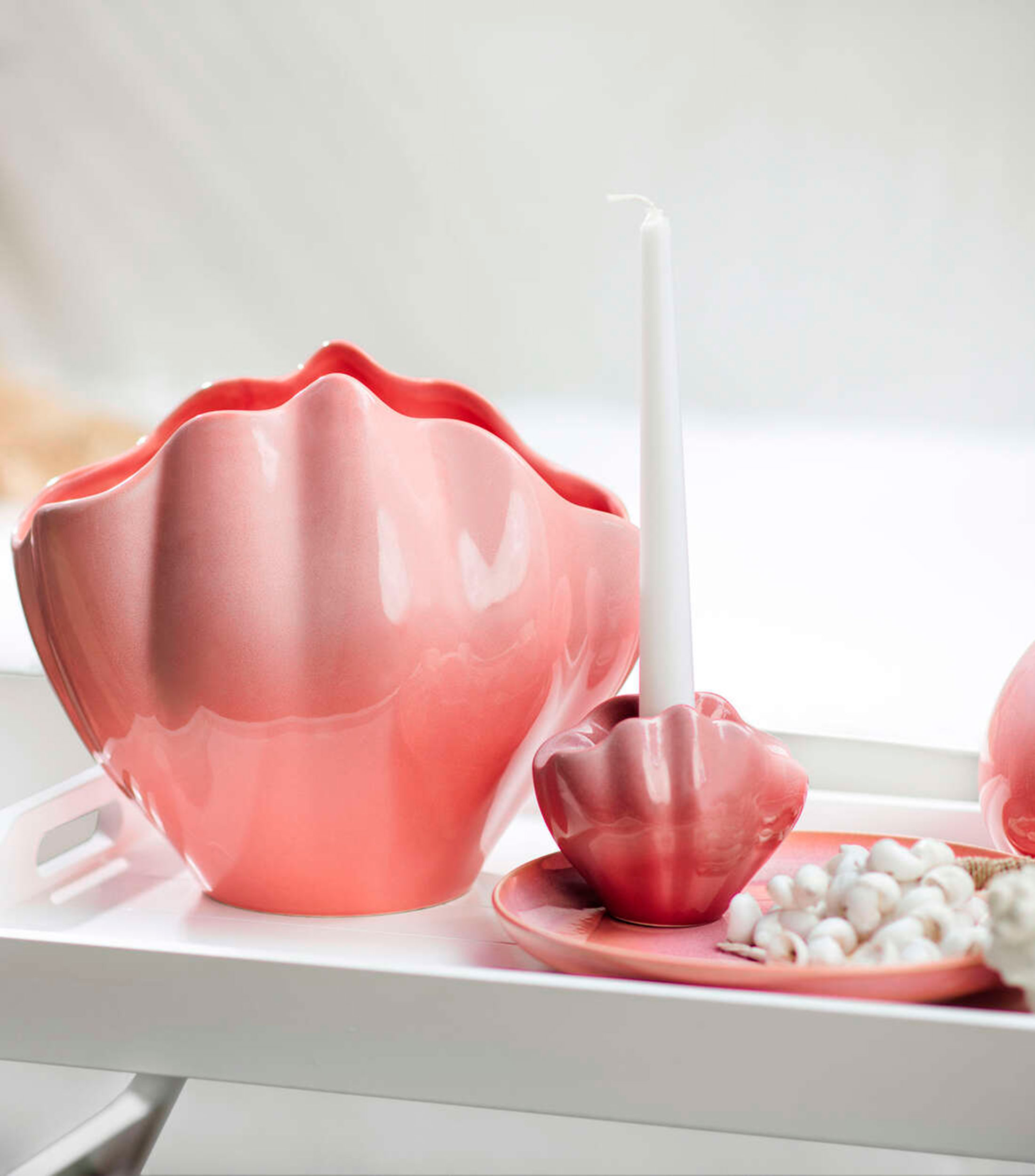 Portavela Perlemor en porcelana