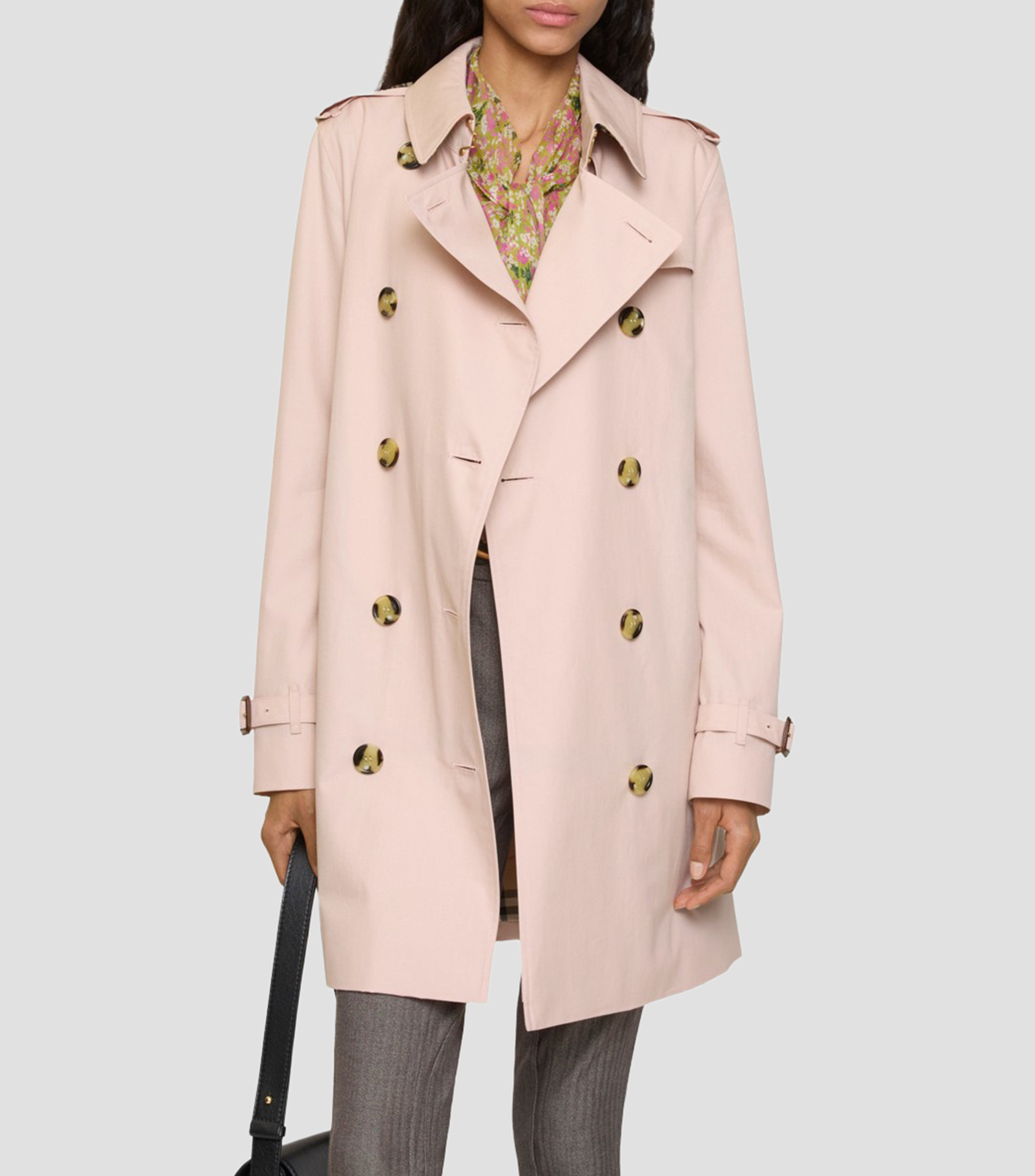 Gabardina corta con botonadura Mujer