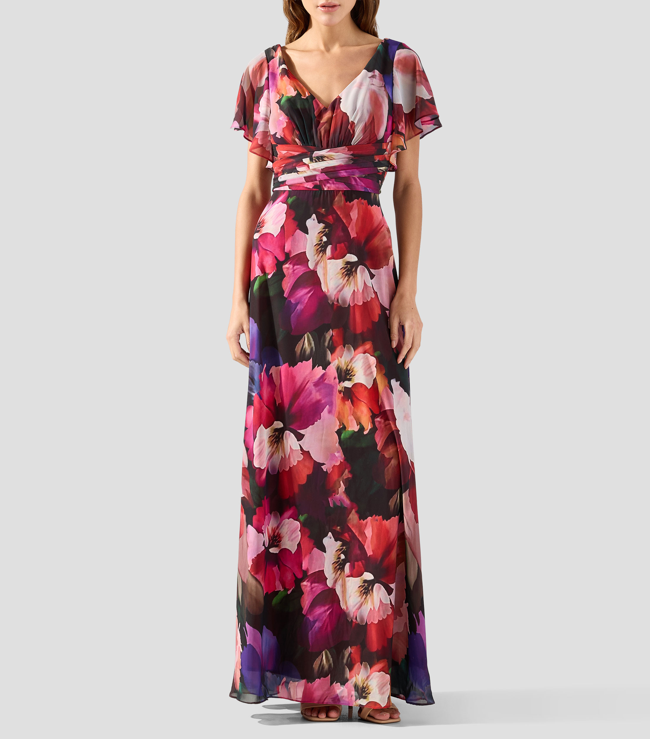 Vestido de fiesta largo estampado Mujer