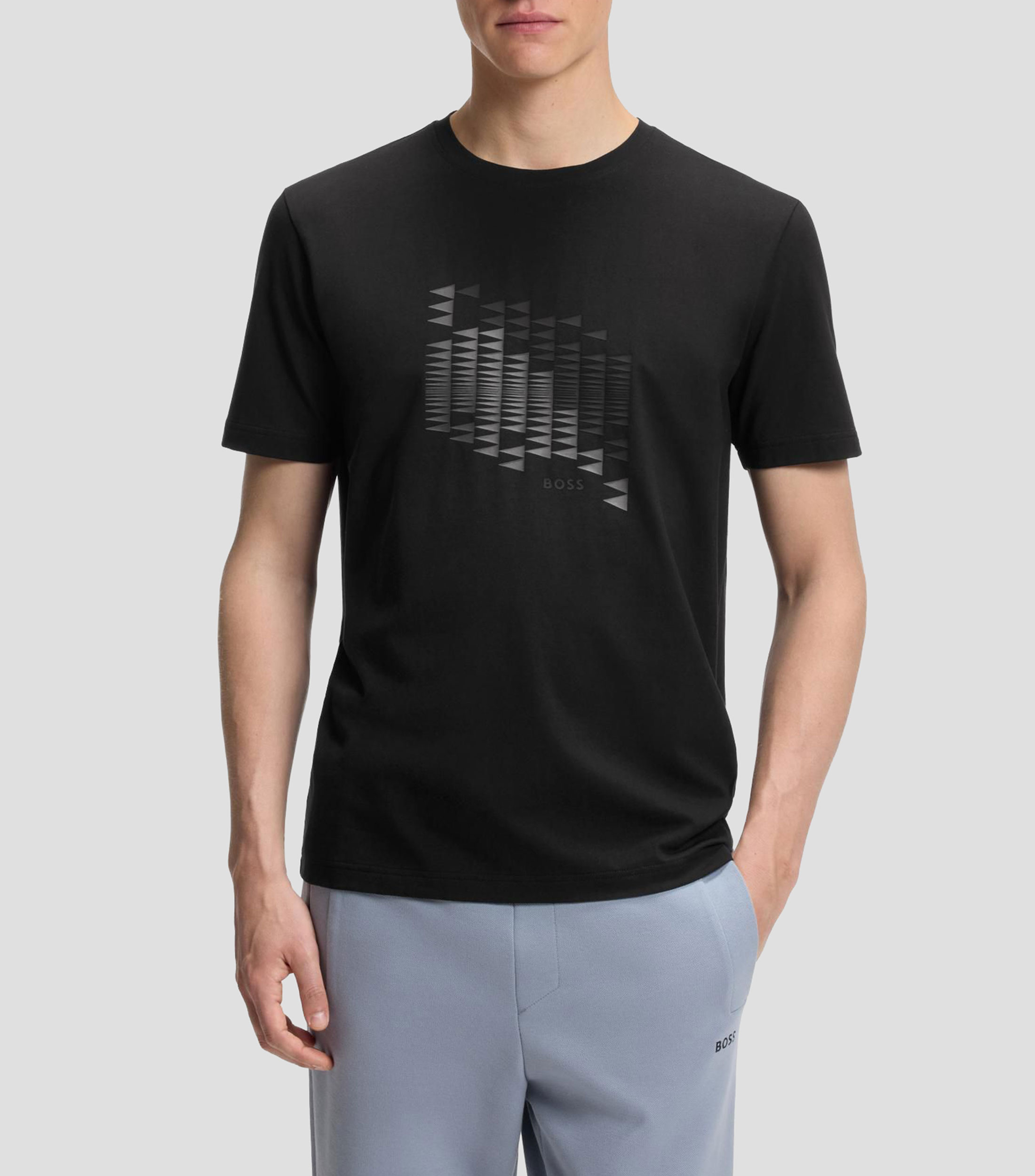 Playera de algodón elástico con ilustración de bandera Hombre