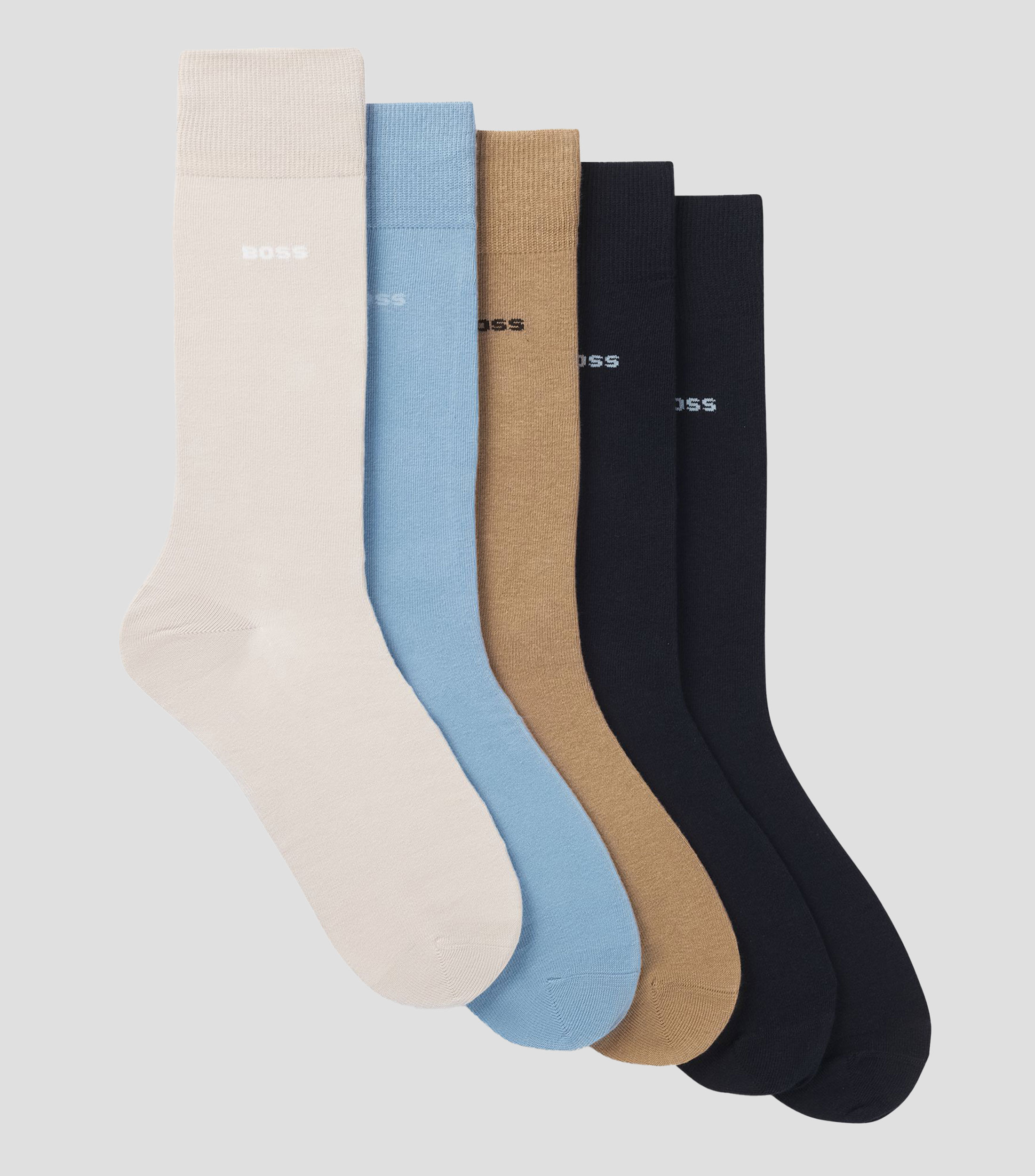 Set de cinco pares de calcetines largos en mezcla de algodón Hombre