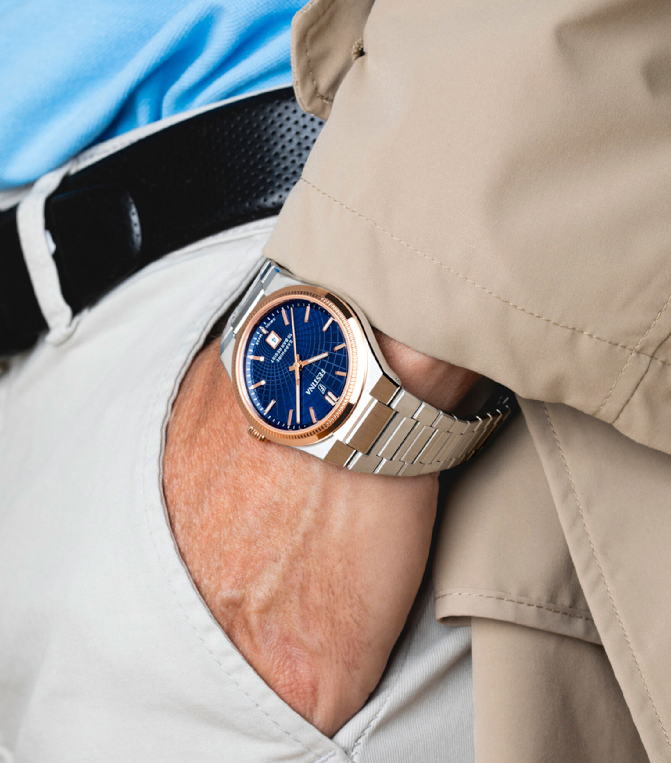 Reloj apara Hombre Rive Collection Casual, Plateado, Azul