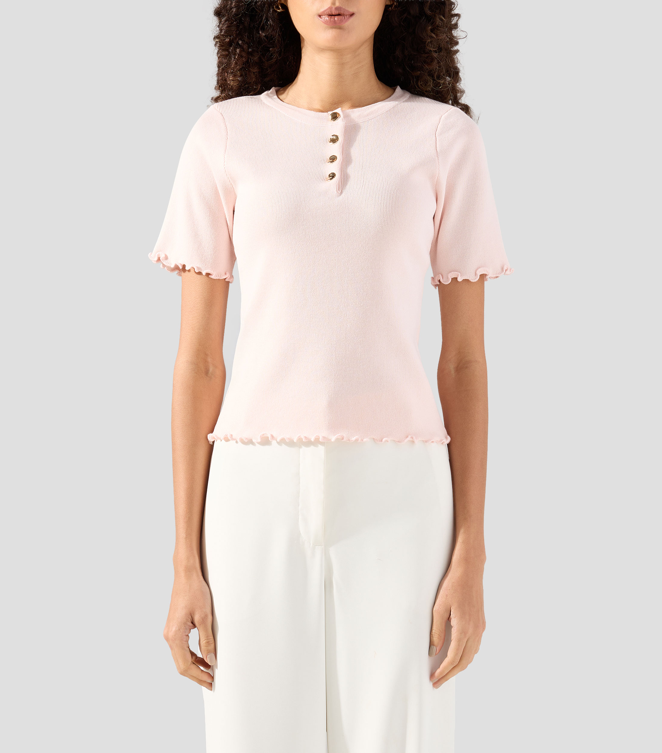 Top liso manga corta Mujer