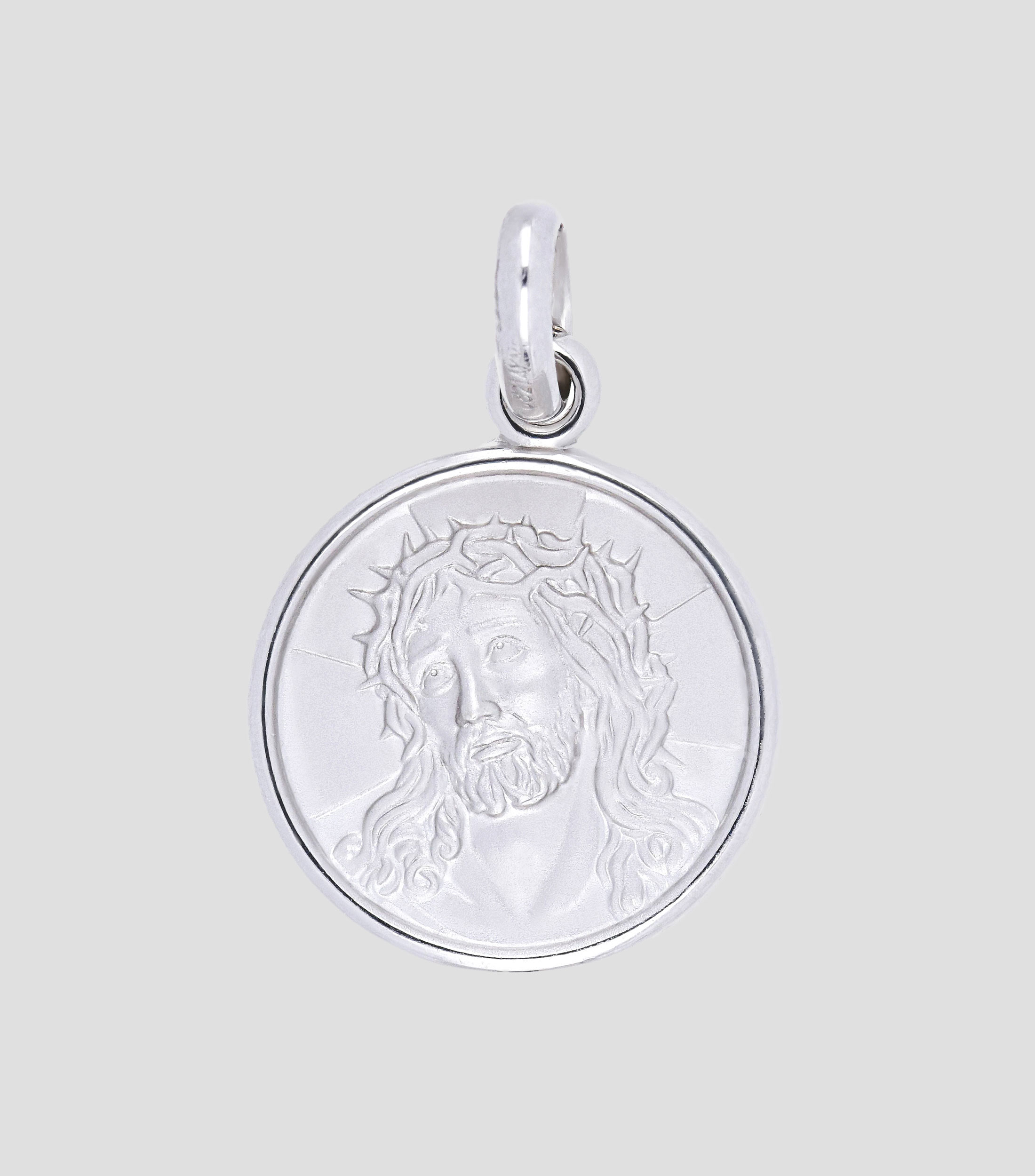 Medalla en oro blanco 14 Kts Divino Rostro Unisex