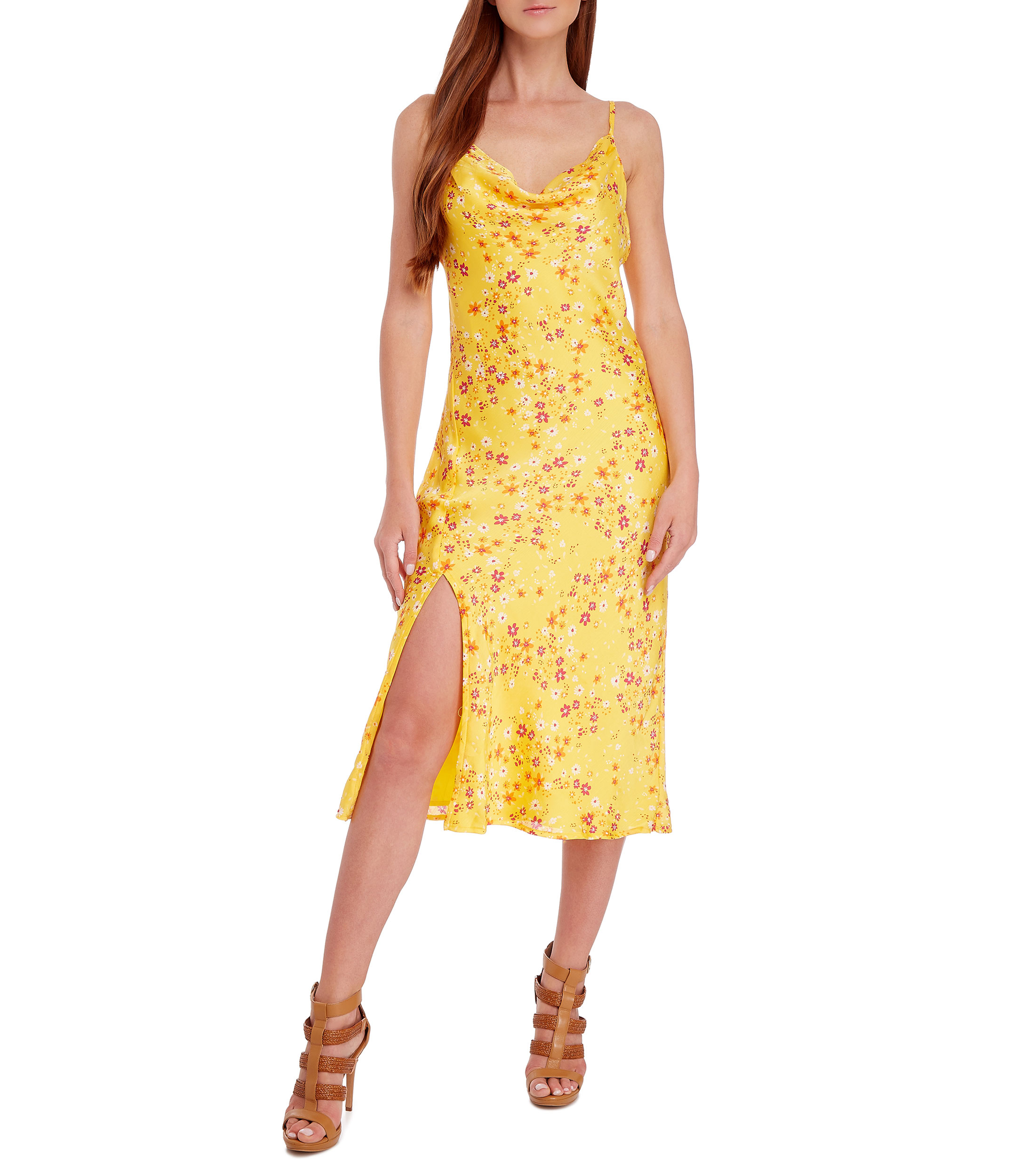 VESTIDO MIDI AJUSTADO DE TIRANTES - BCBG OUTLET