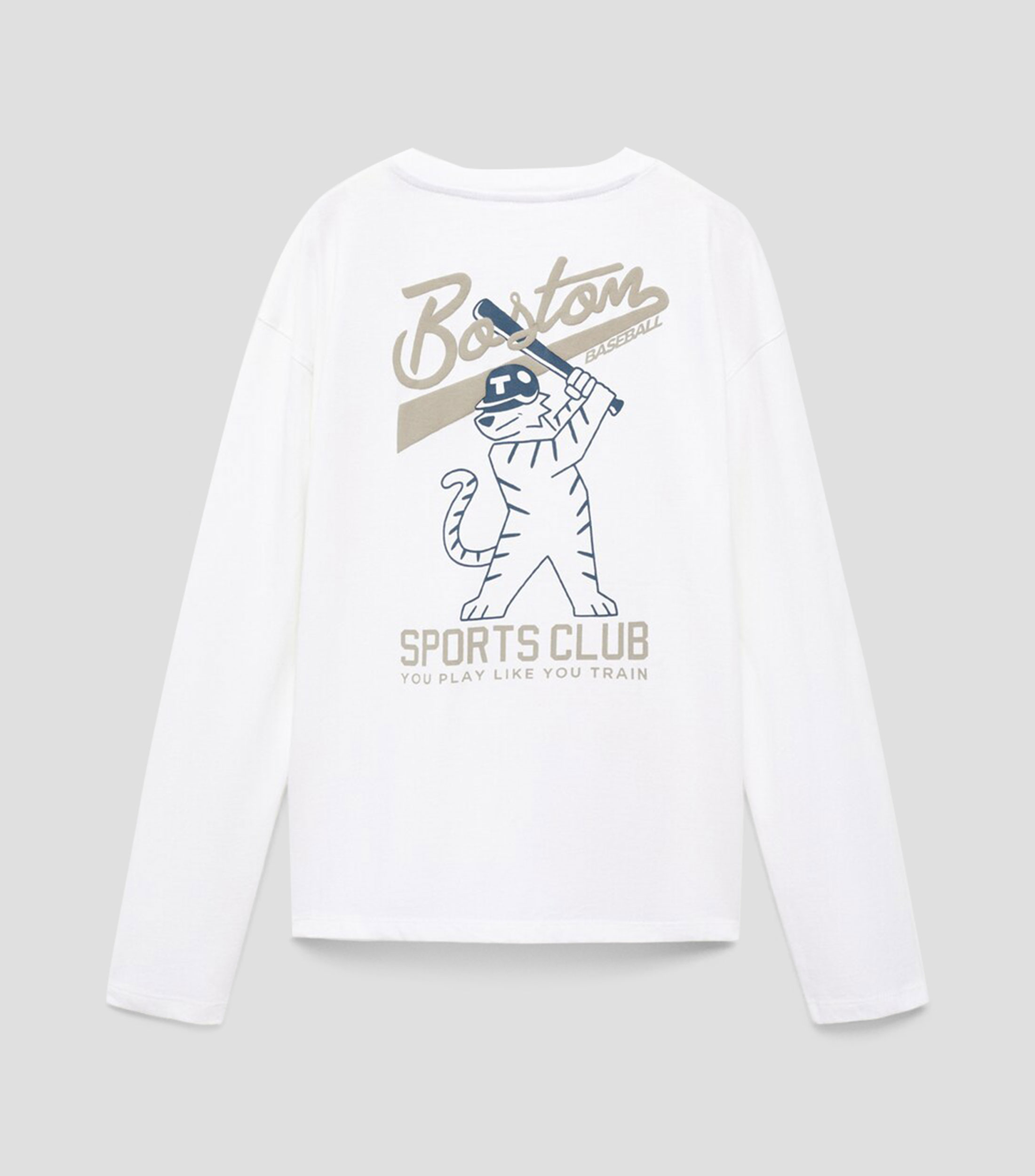 Playera de cuello redondo y manga larga estampada Niño