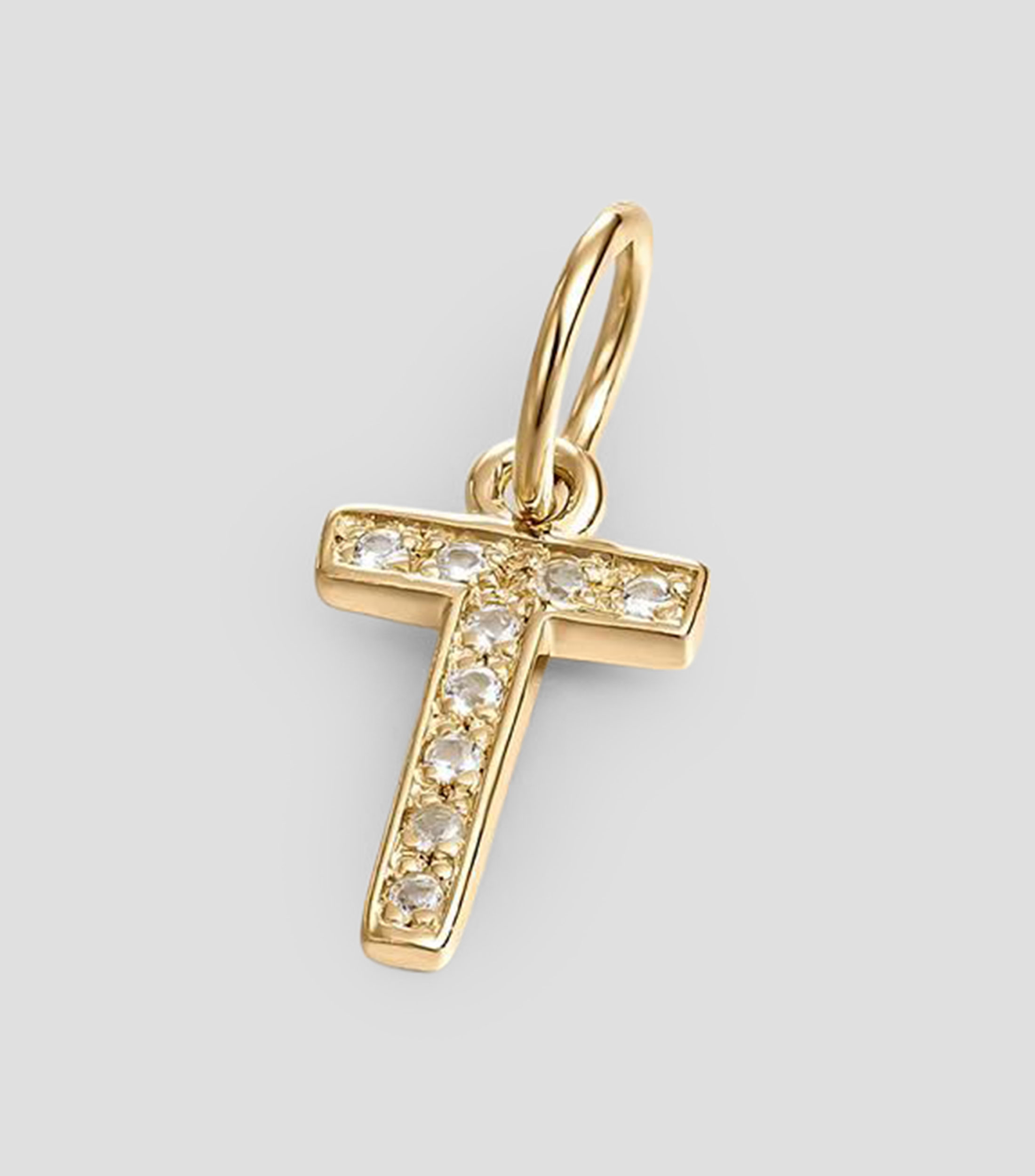 Charm letra "T" en plata .925 con topacio blanco Mujer