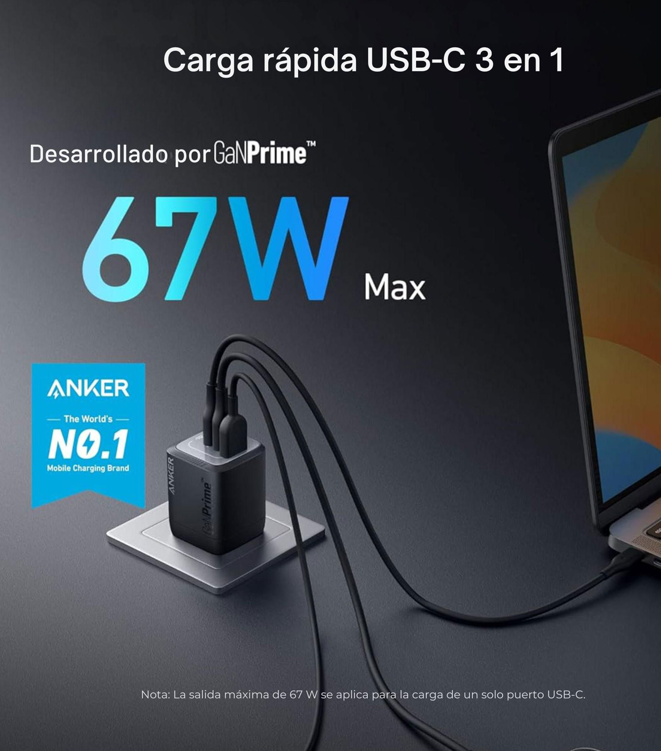 Cargador de pared Prime con GaN