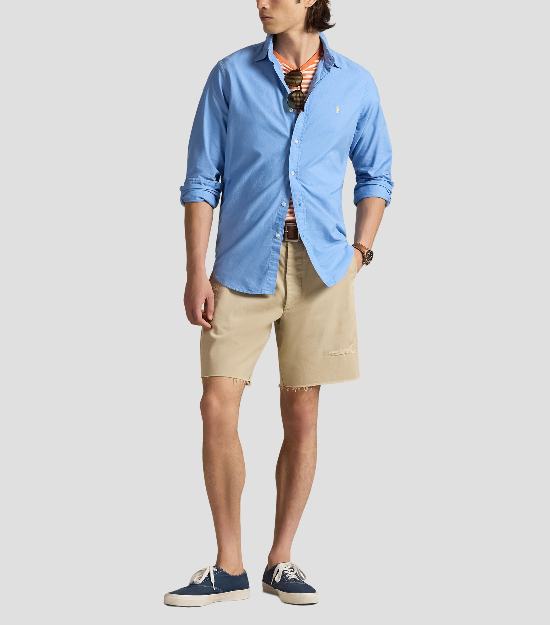Camisa lisa manga larga Hombre