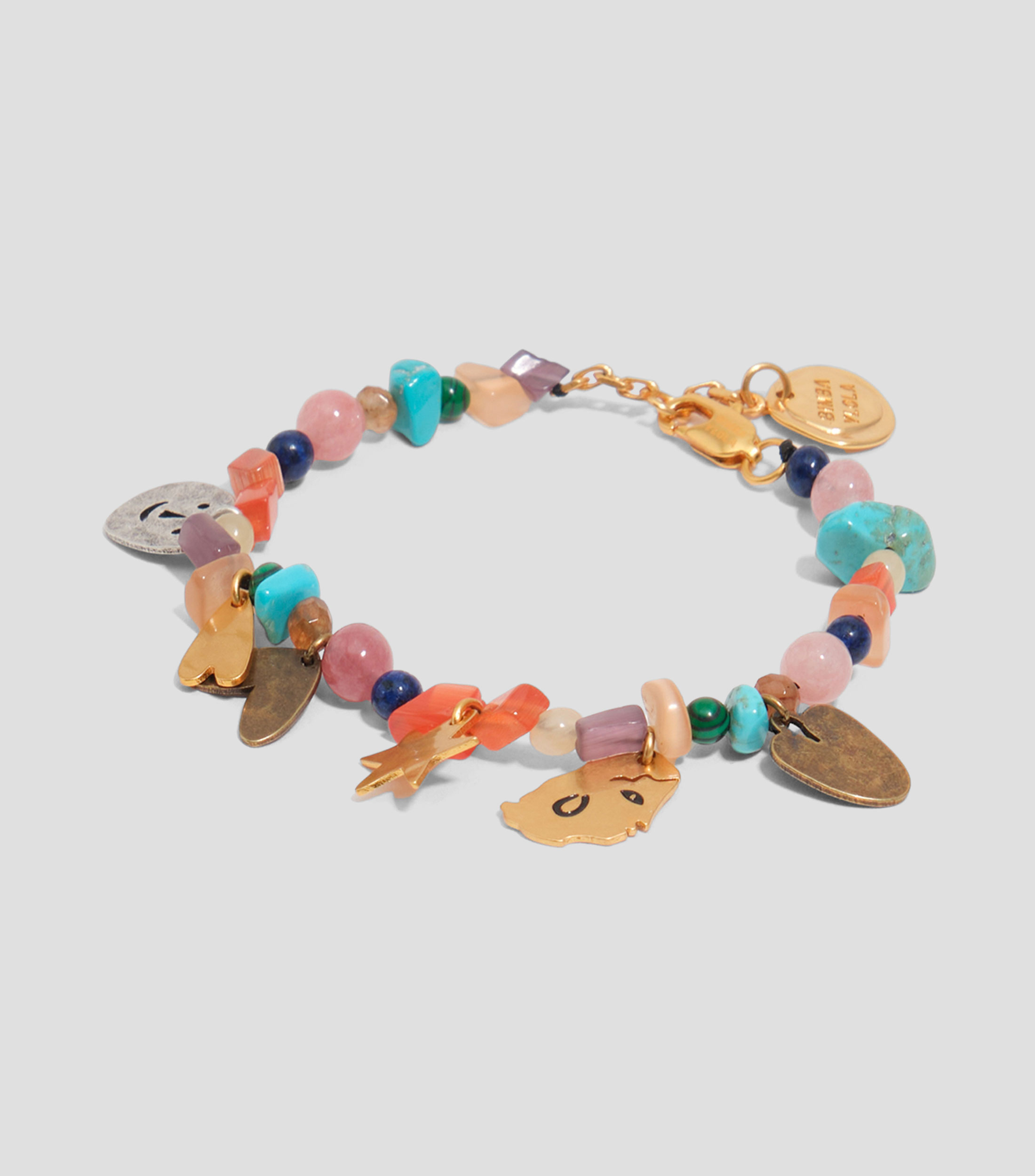 Pulsera con siluetas de metal y piedras multicolor Mujer