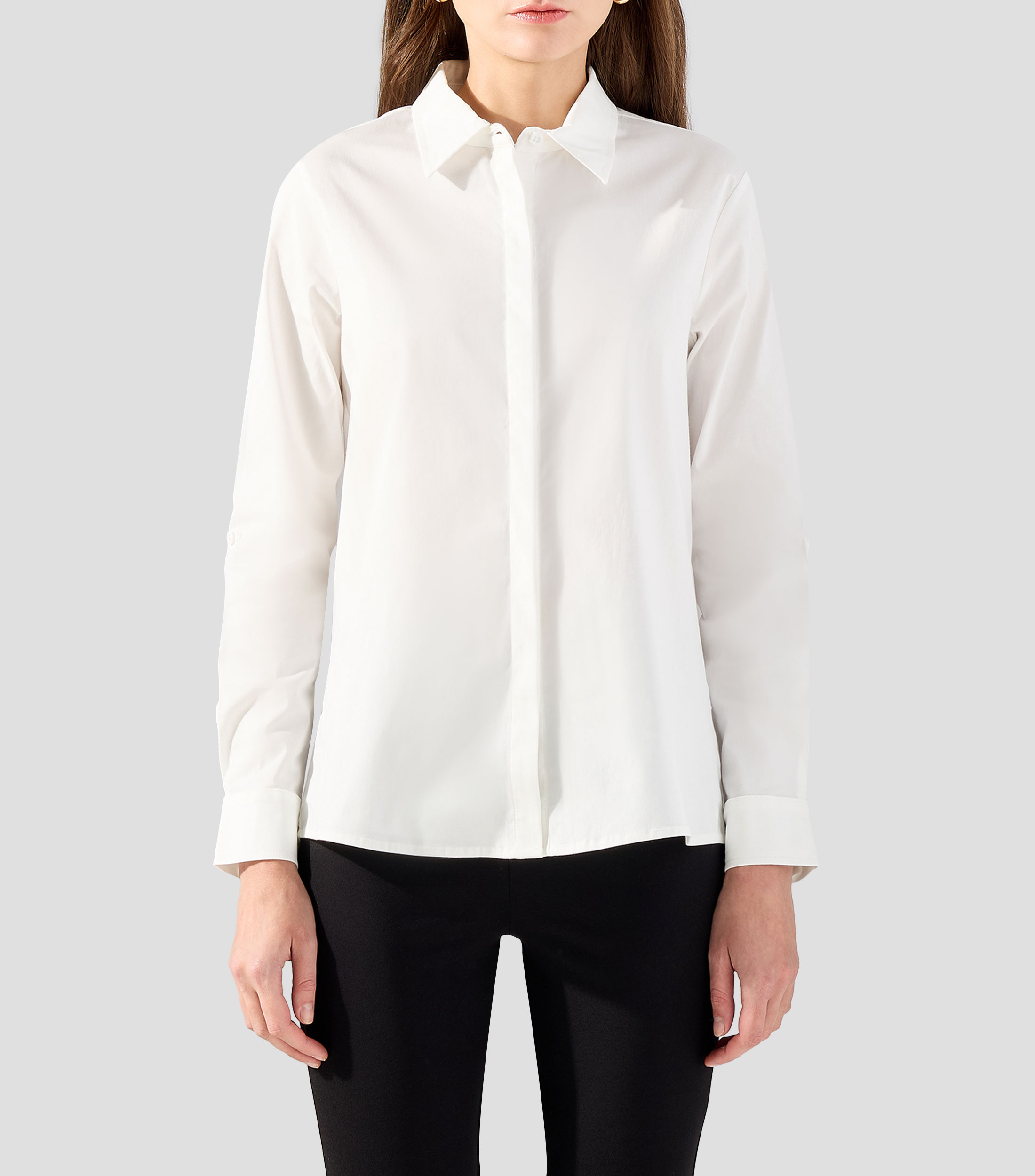 Camisa lisa manga larga Mujer
