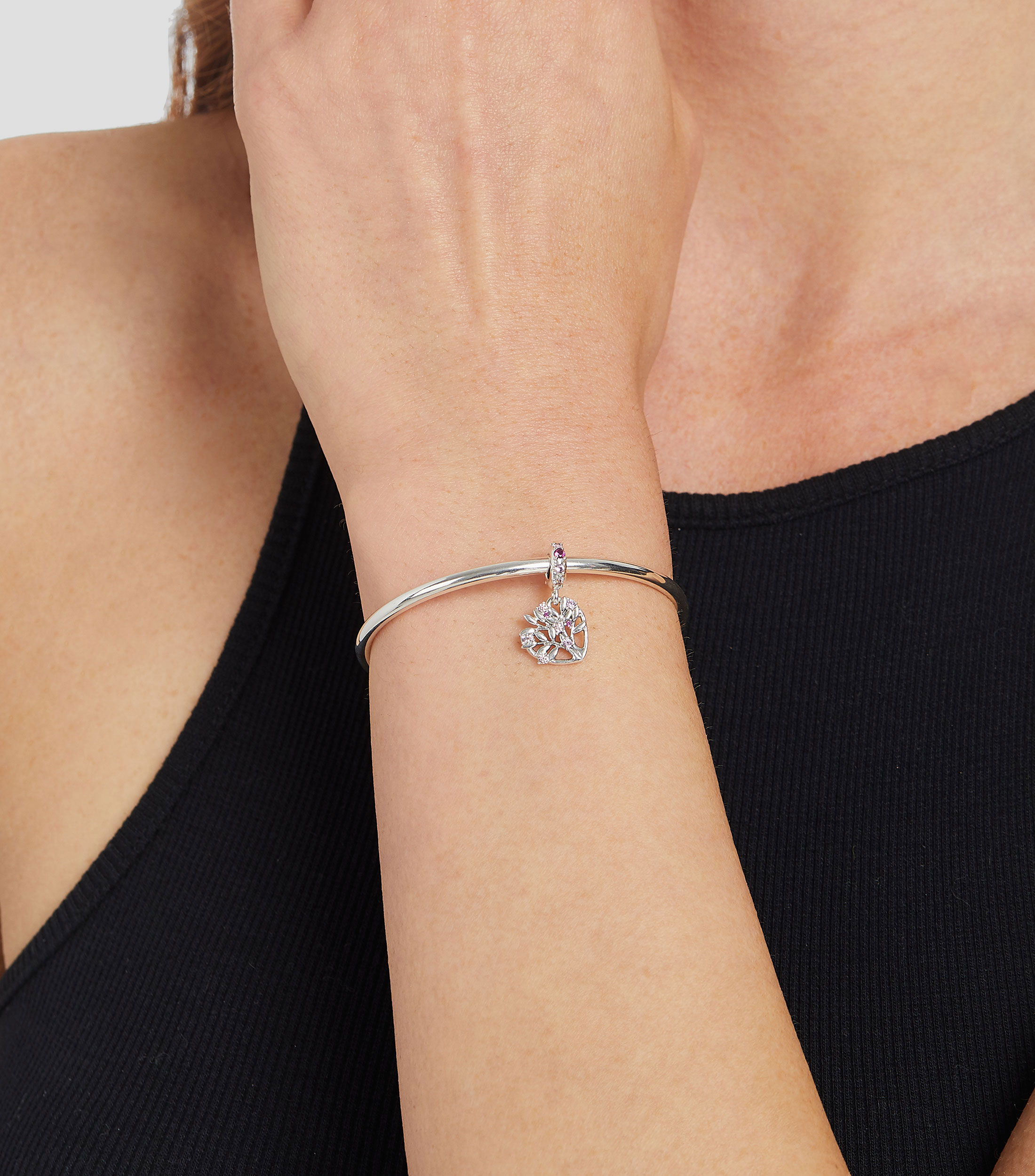 Charm en Plata Corazón con Árbol Genealógico Mujer