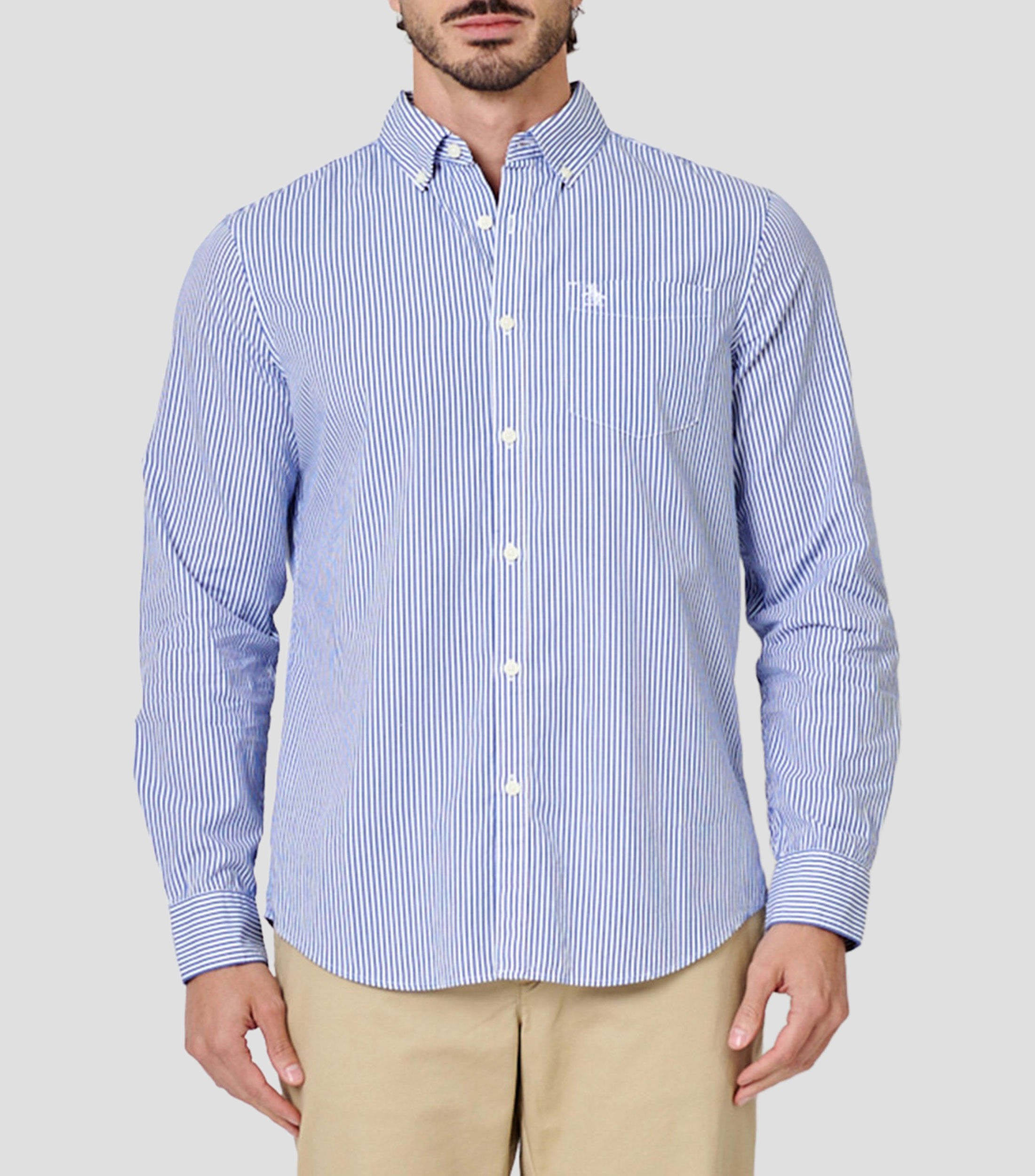 Camisa de rayas con manga larga Hombre