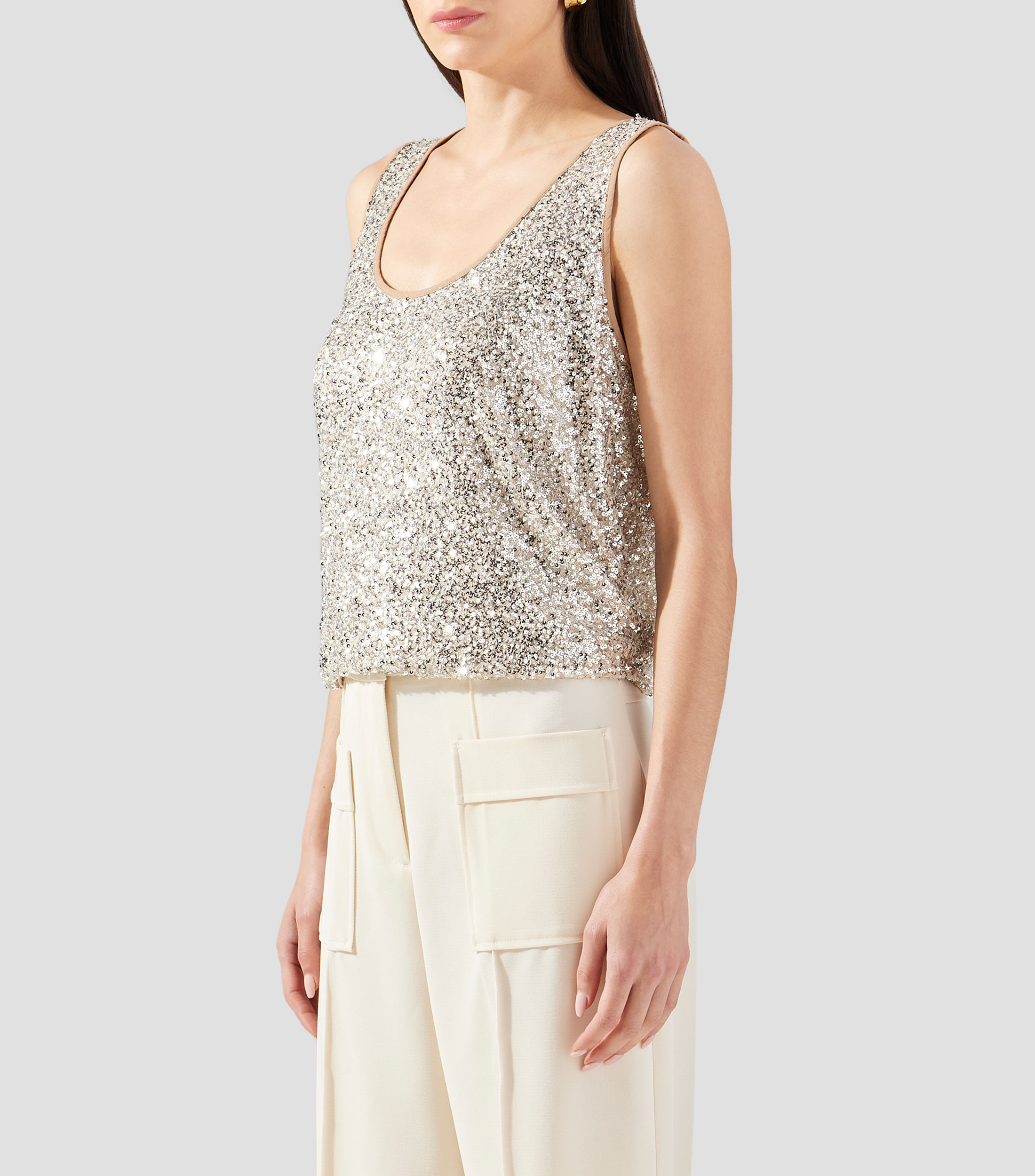 Blusa con lentejuelas sin mangas Mujer