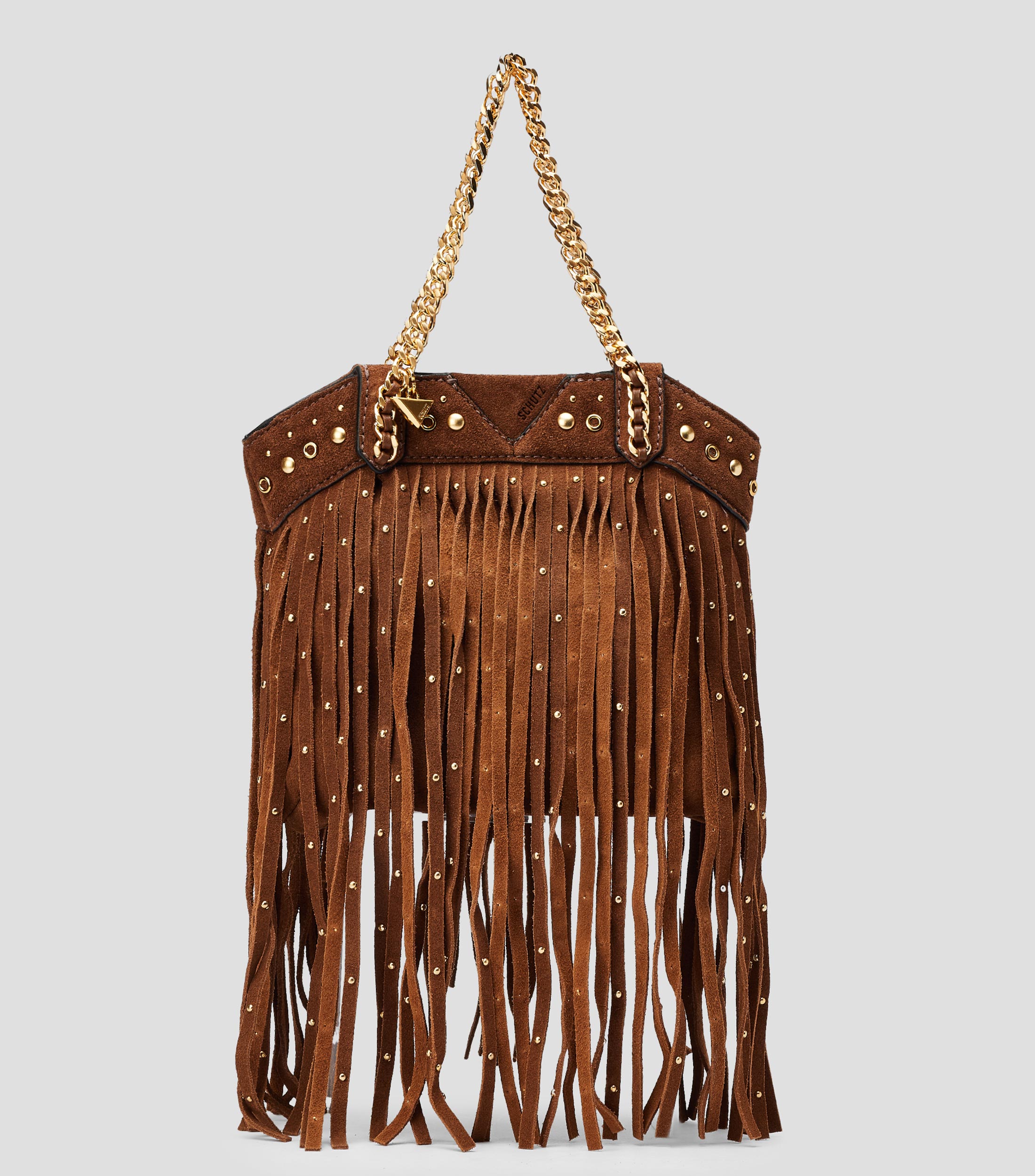 Bolsa crossbody café en piel Vita Boho fantasía Mujer