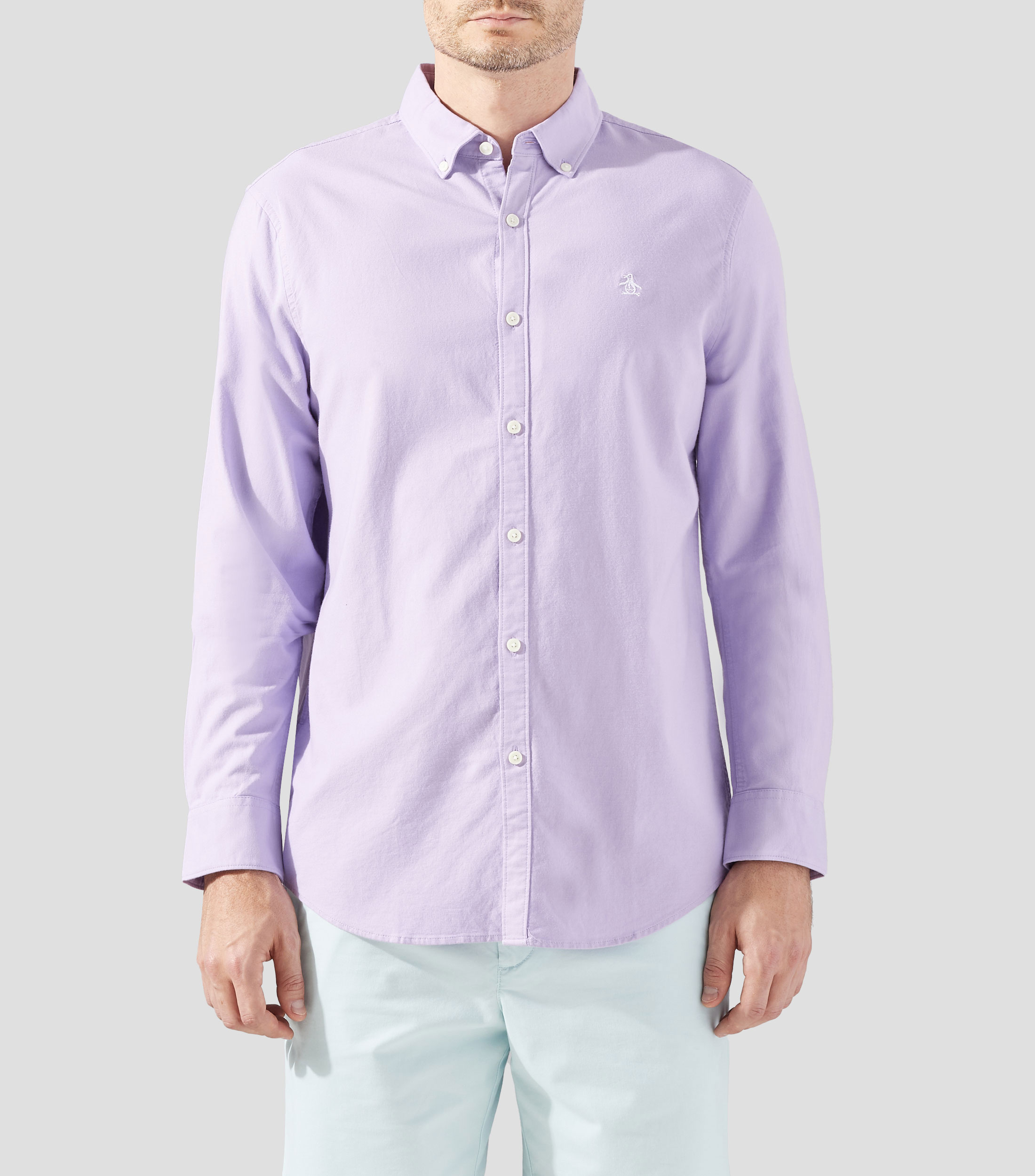 Camisa lisa manga larga Hombre