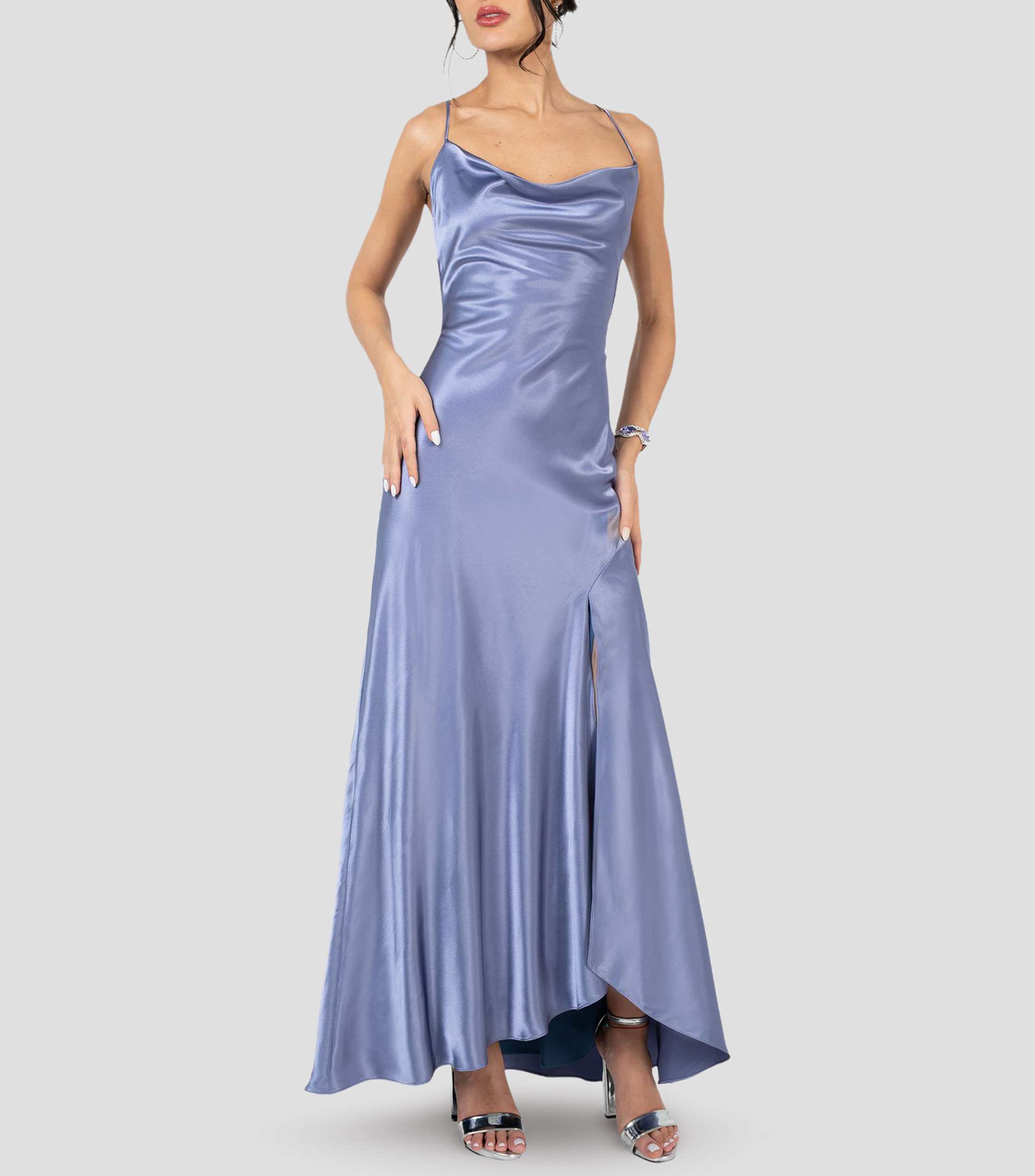 Vestido largo liso Mujer
