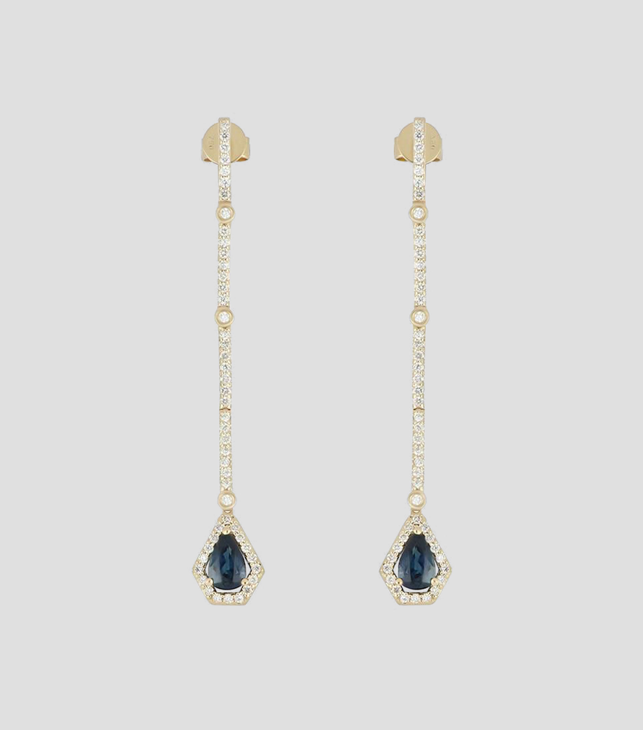 Aretes en oro amarillo 18 kilates con zafiro y diamantes Mujer