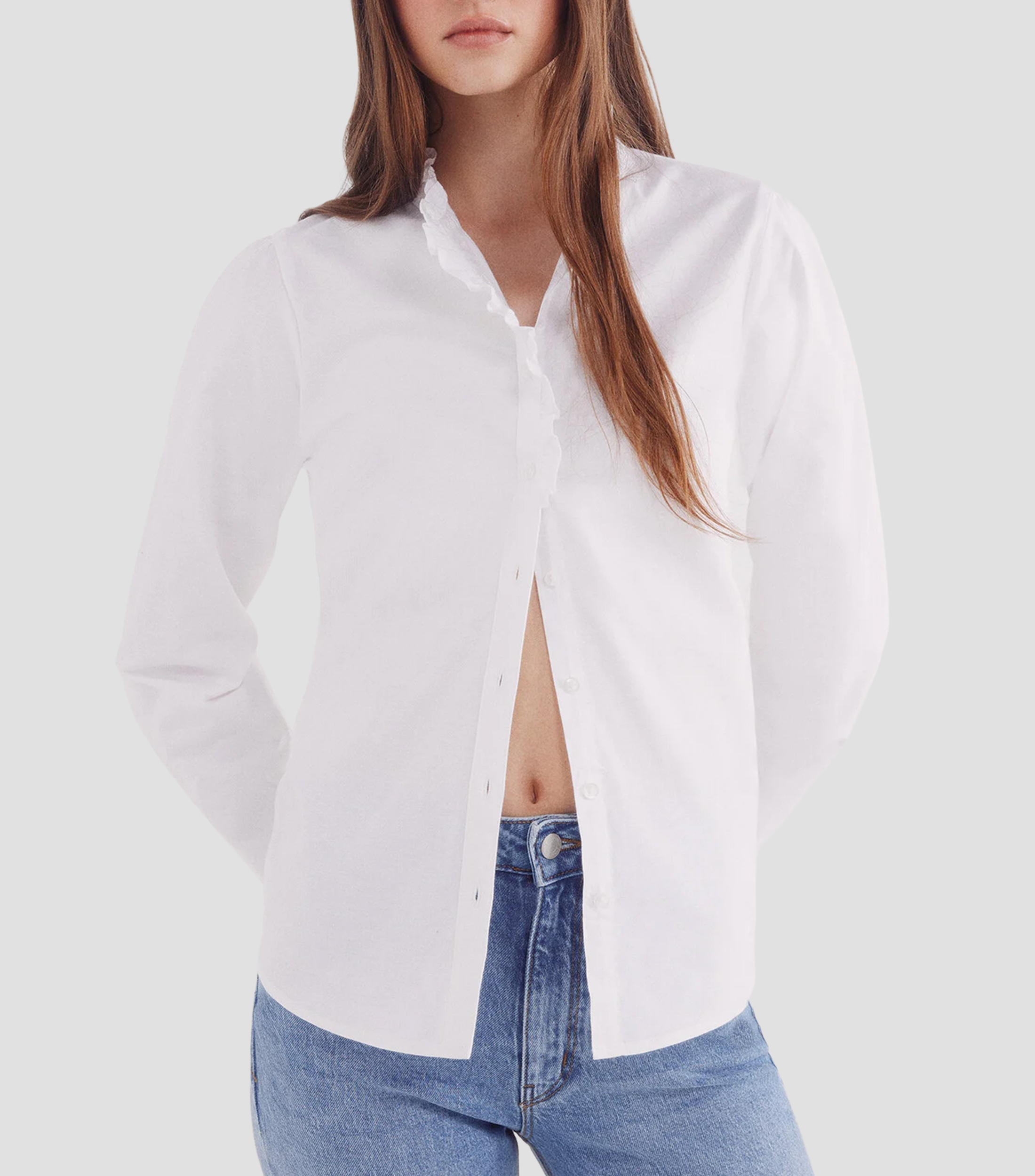 Blusa lisa de manga larga Mujer