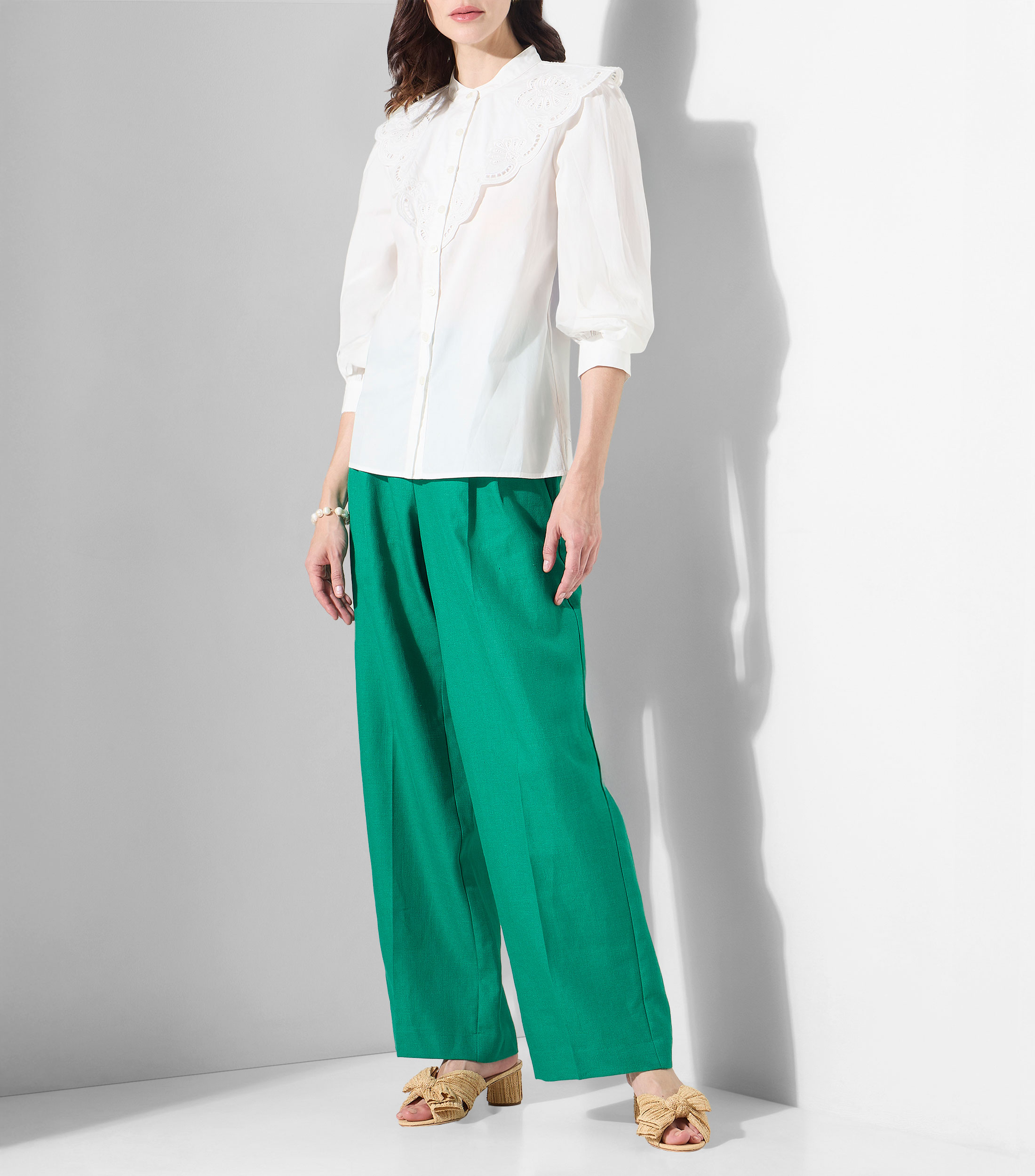 Blusa lisa con manga larga Mujer