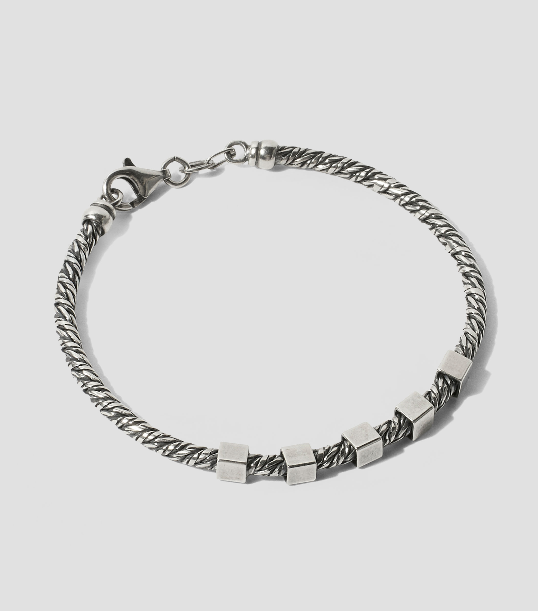 Pulsera en plata .925 de soga con 5 cubos Hombre