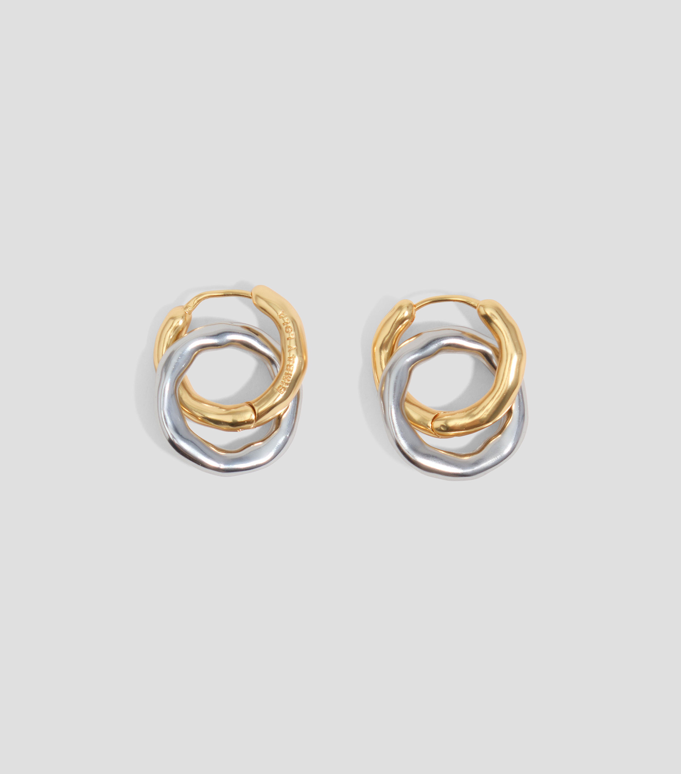 Pendientes doble aro textura bicolor Mujer