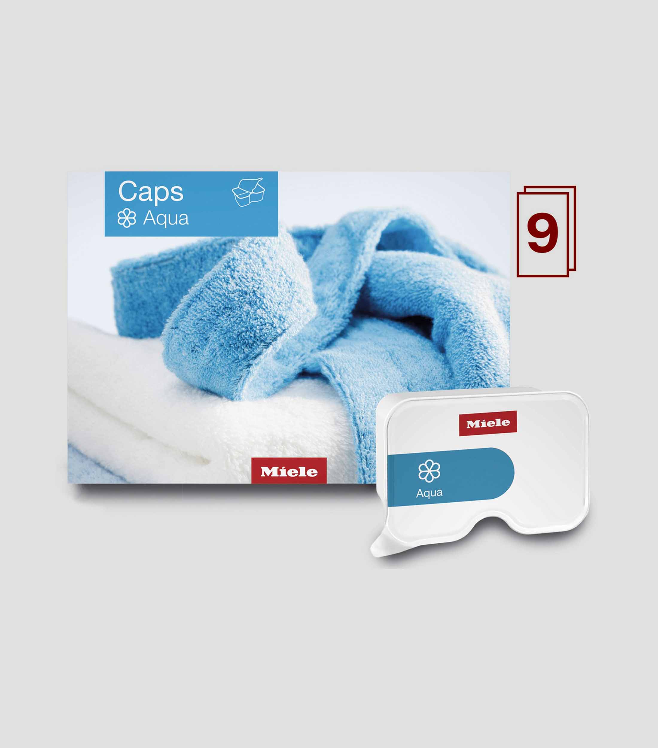 Set 9 Cápsulas AQUA suavizante para ropa, 40 ml c/u