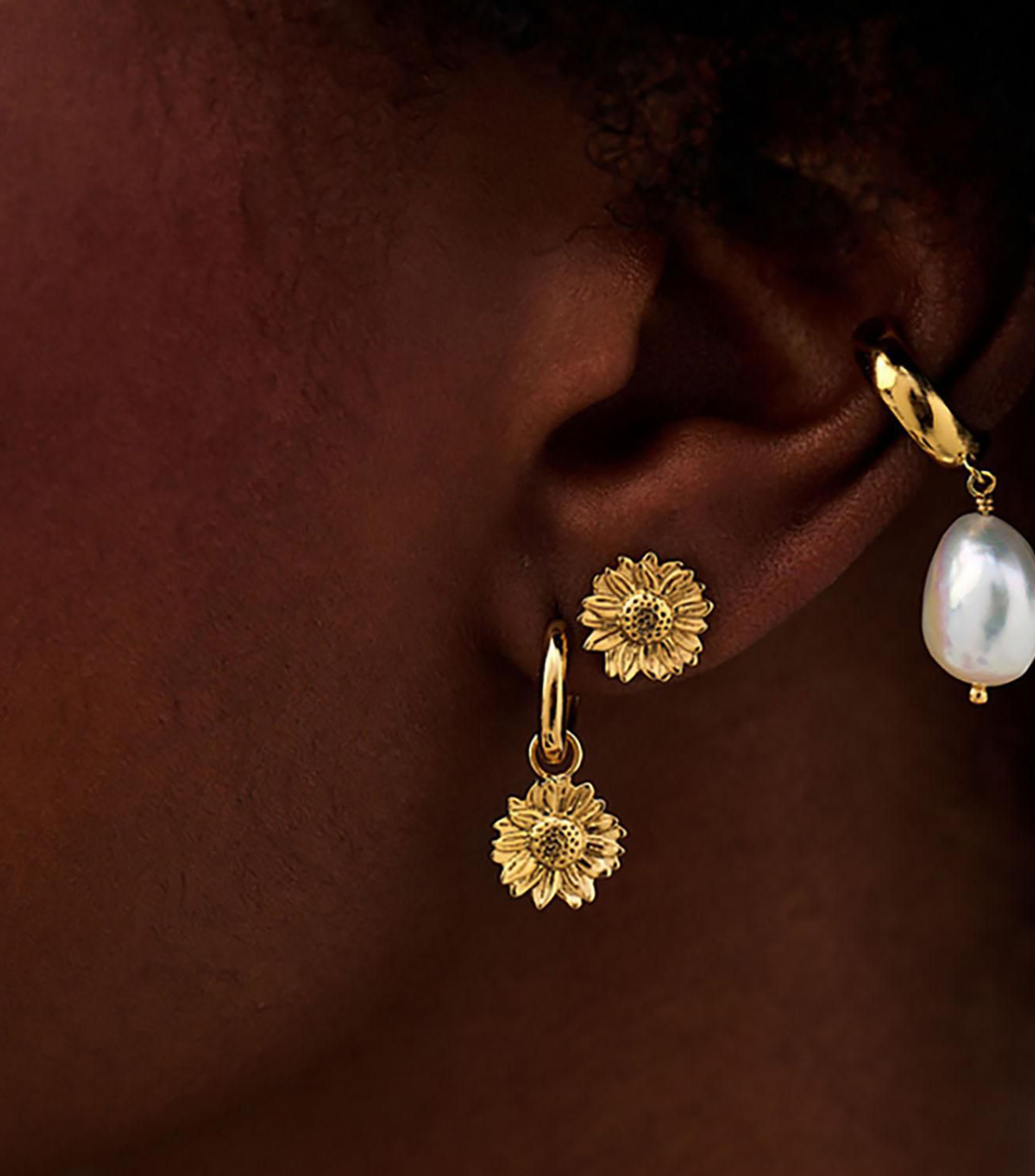 Aretes en Plata Sunflower Mujer