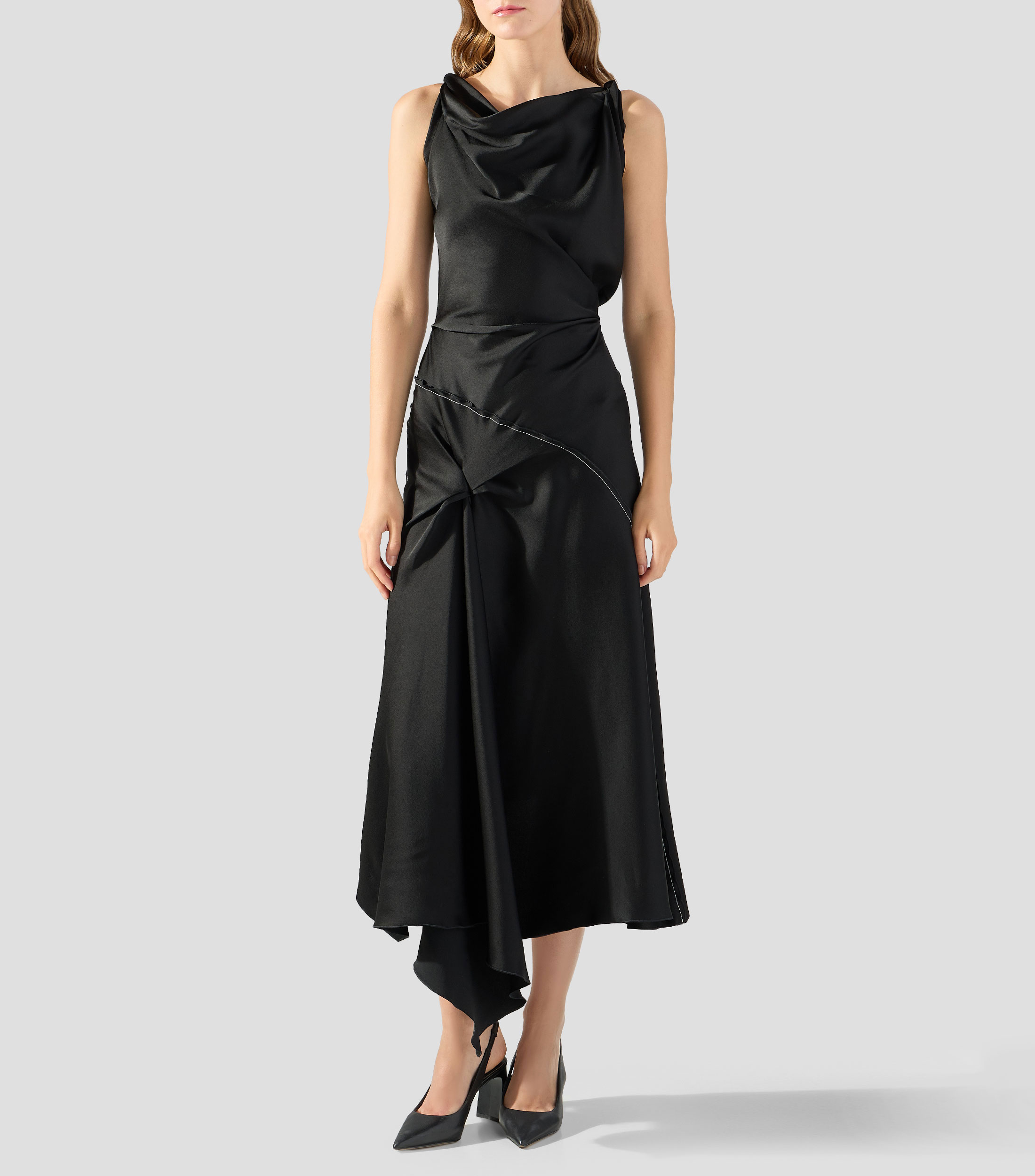 Vestido midi liso Mujer