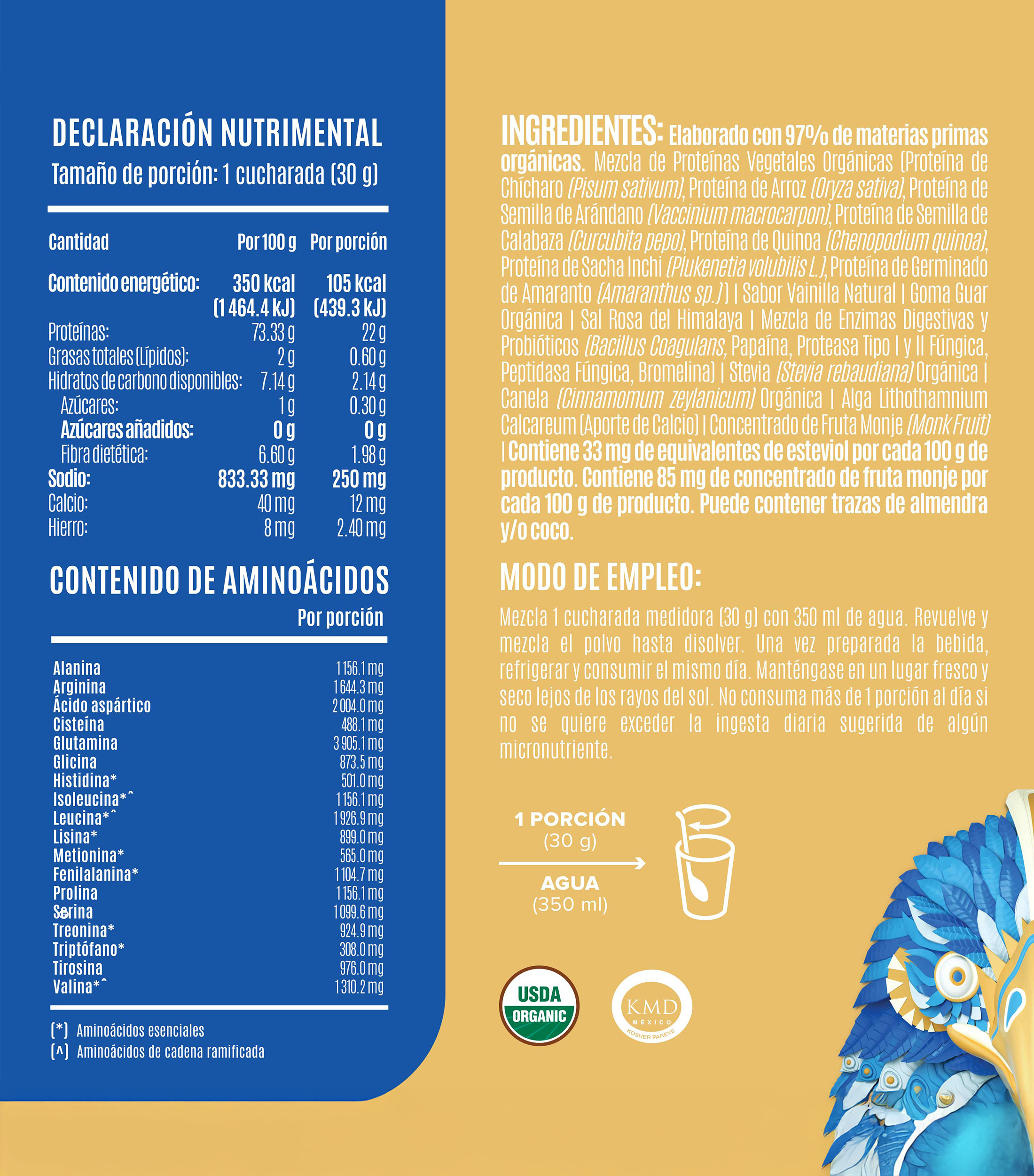 Proteína Falcon Vegana Orgánica en Polvo - Vainilla 1.8 Kg