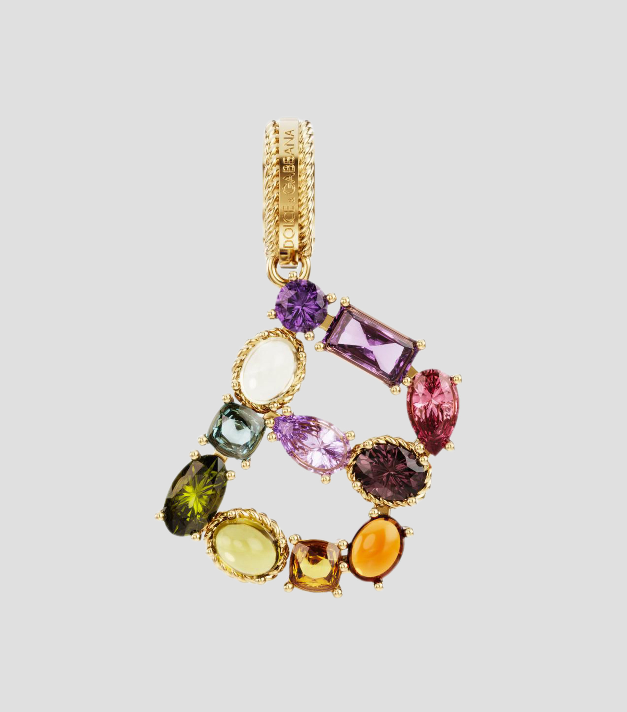 Charm Mini Letra B en Oro de 18 Kilates con gemas naturales Mujer