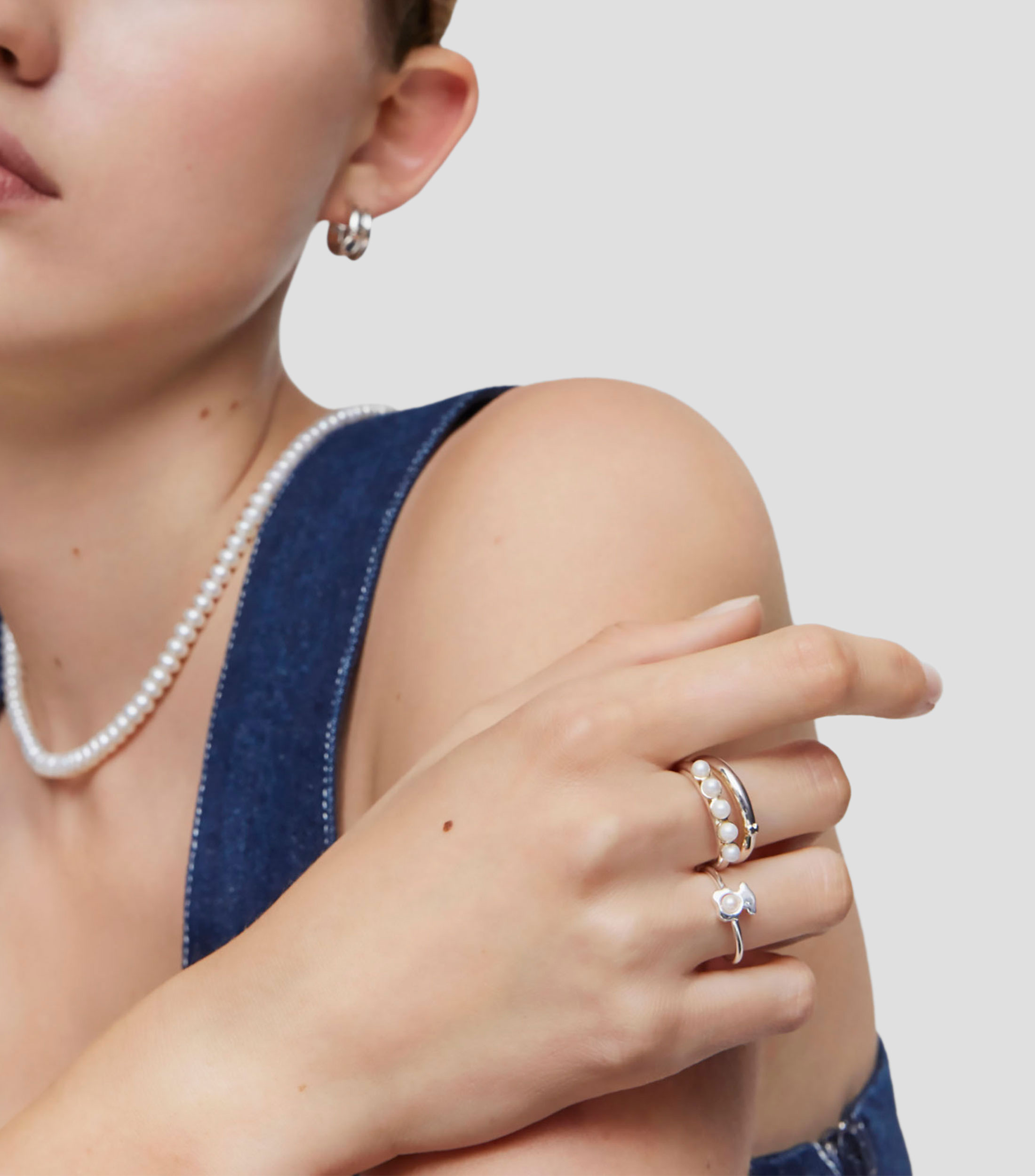 Anillo I-Bear en plata .925 con perla cultivada Mujer