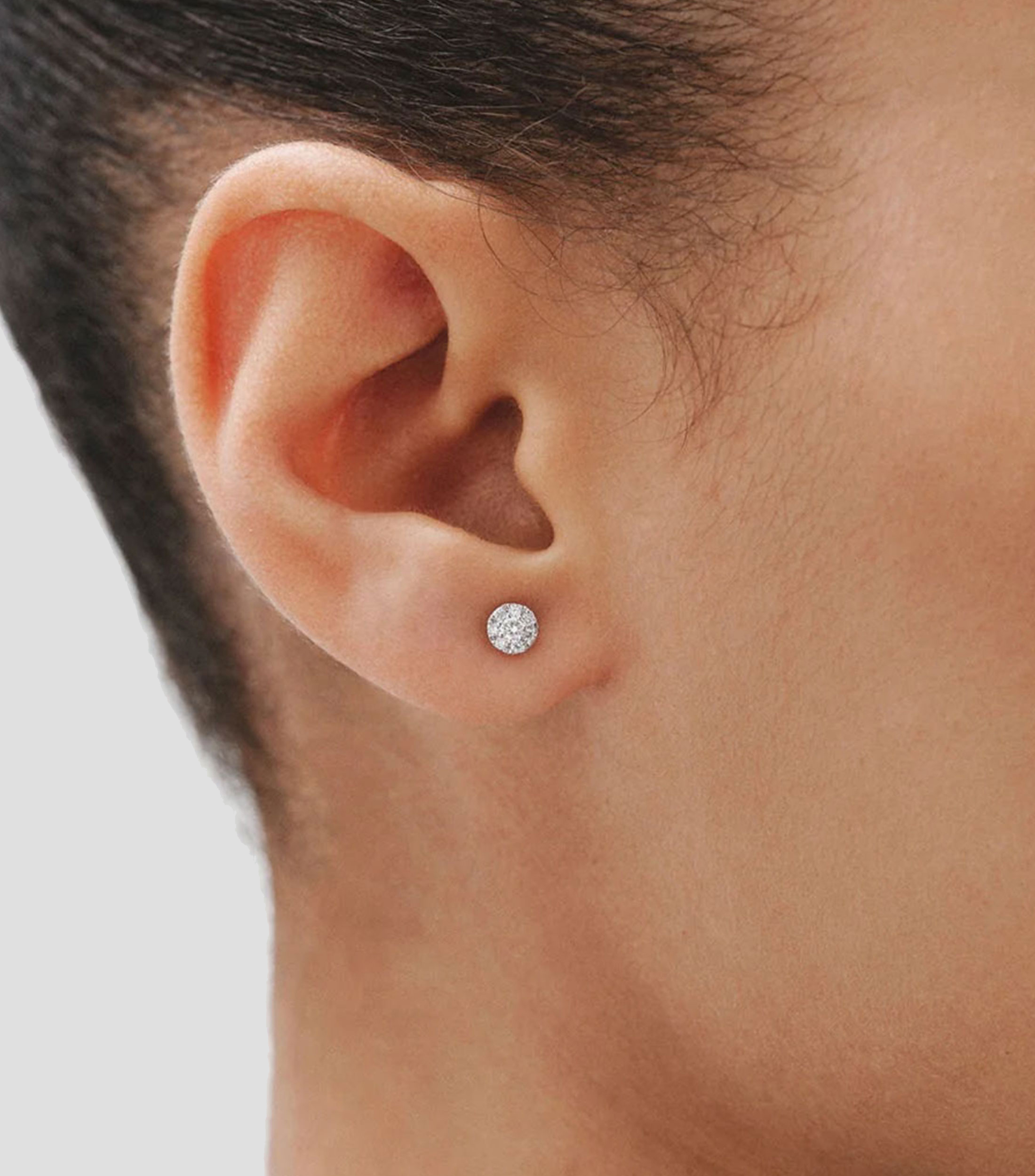 Arete en oro blanco de 18 kilates con diamantes Roseta Mujer