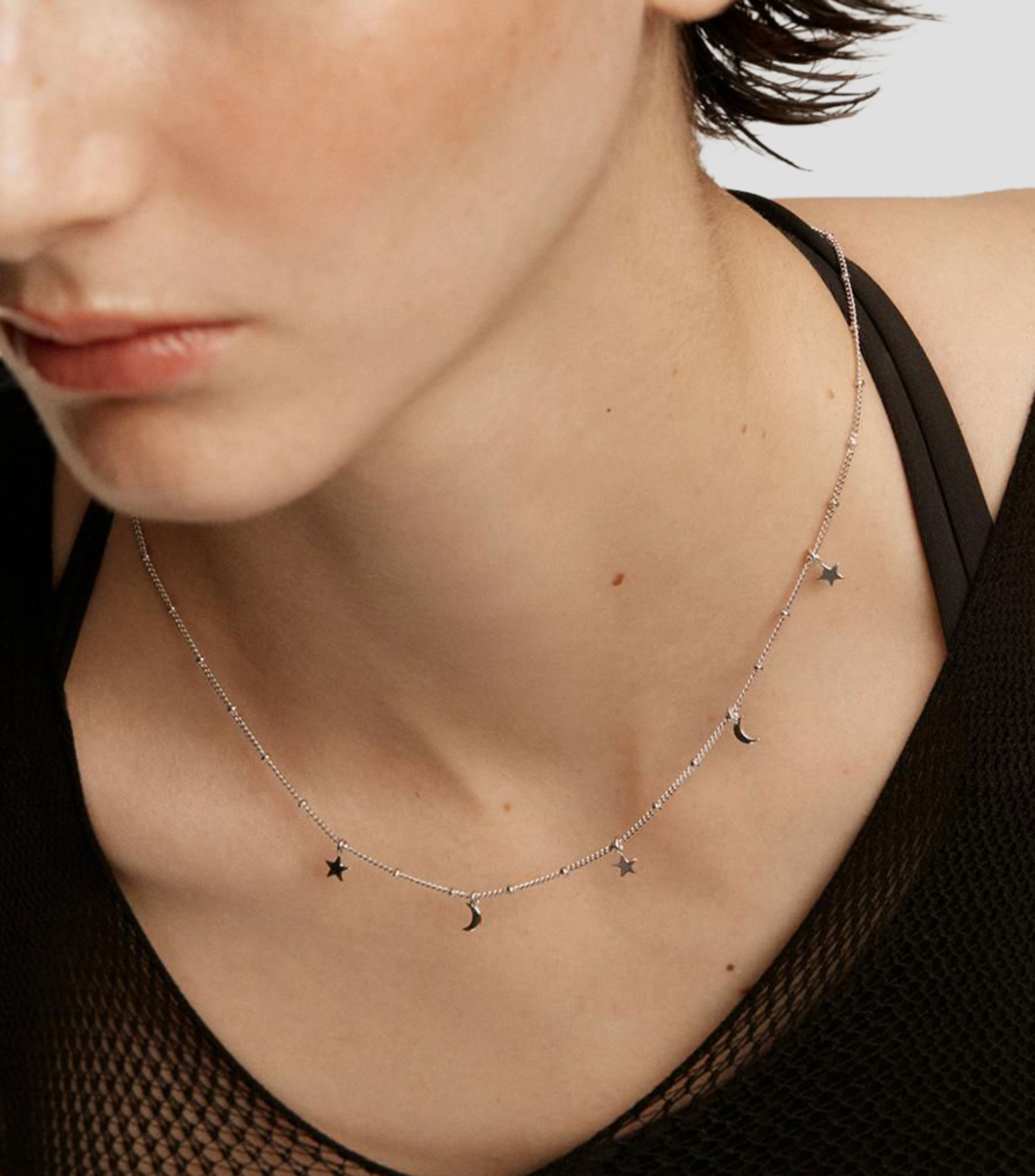 Collar en plata .925 con estrellas y lunas Mujer