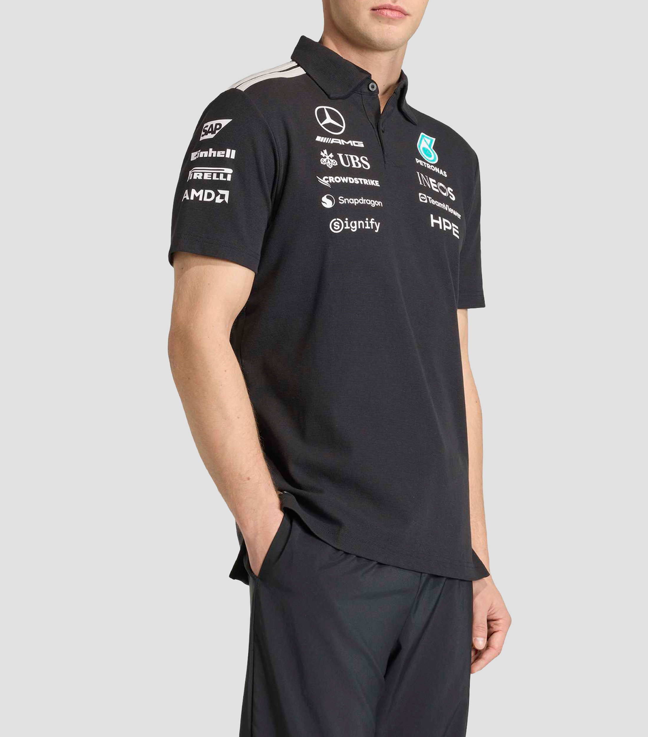 Playera tipo polo manga corta Mercedes AMG Petronas Motorsport estampado Hombre