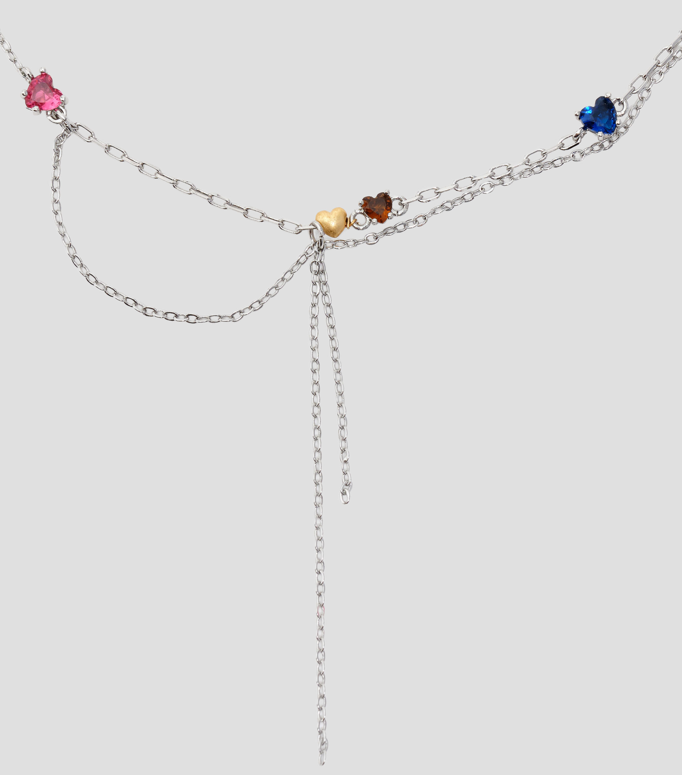 Collar cristales y cadenas plateado Mujer