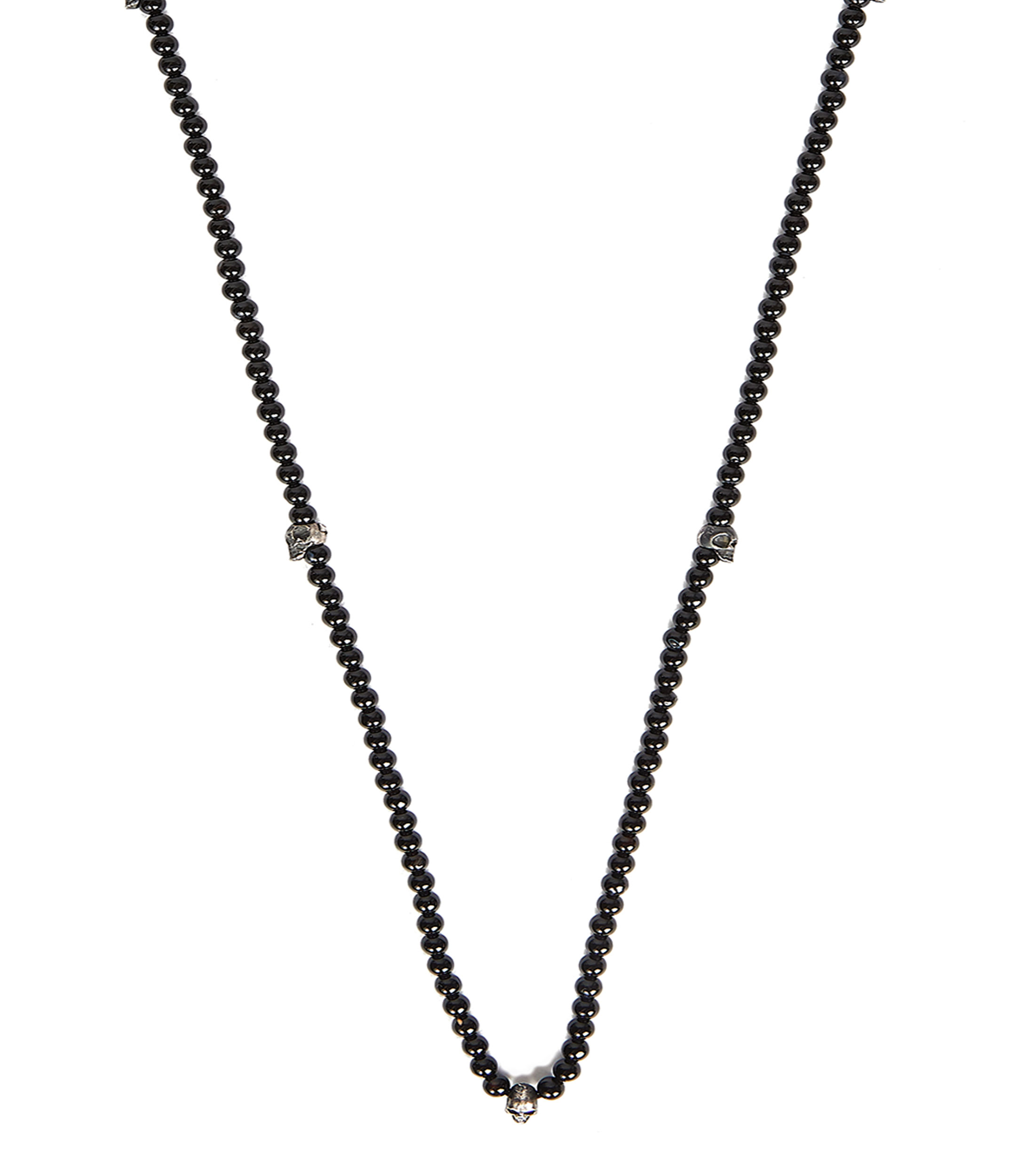 Collar de Obsidiana con 5 Calaveras Hombre