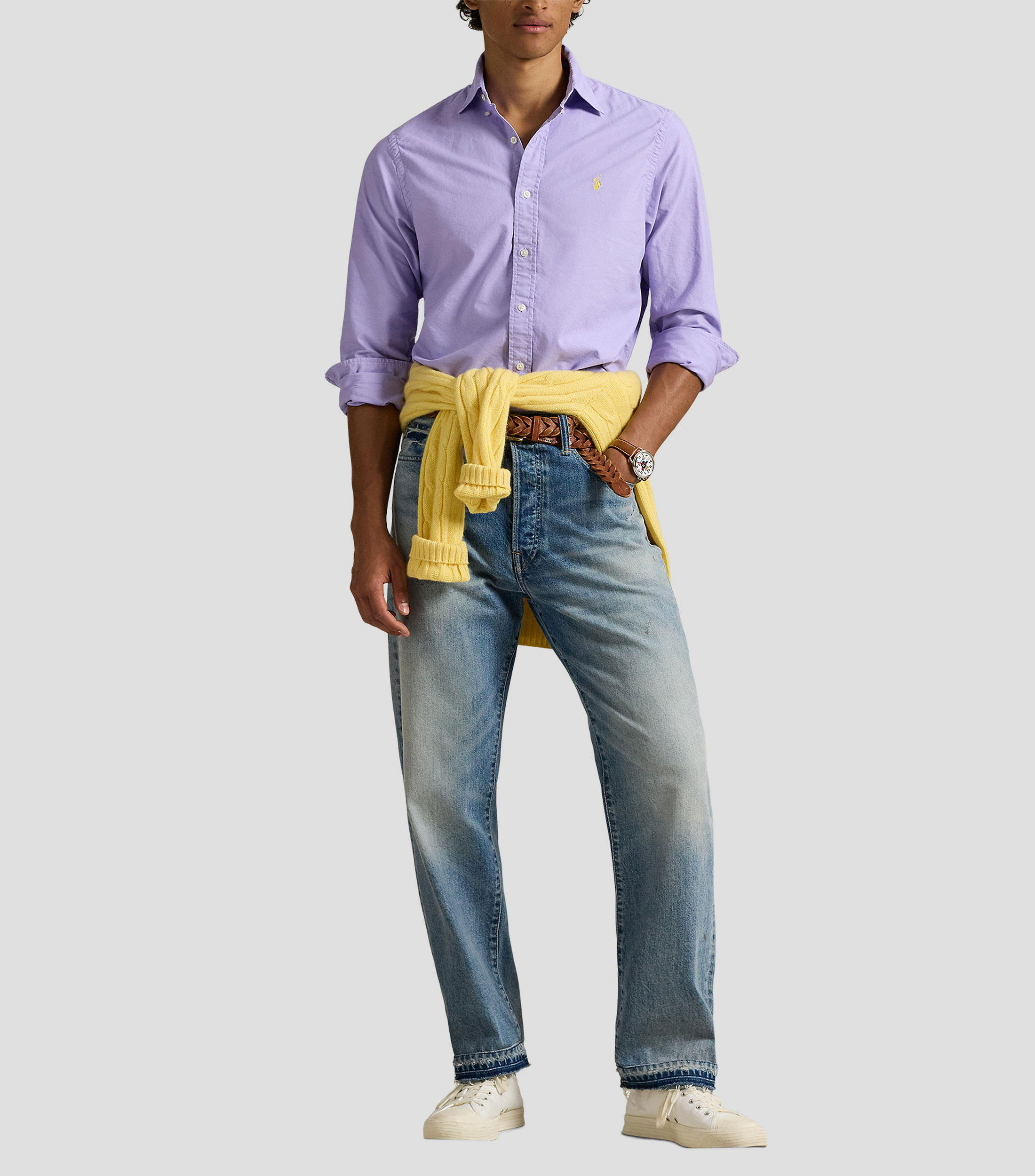 Camisa lisa manga larga Hombre