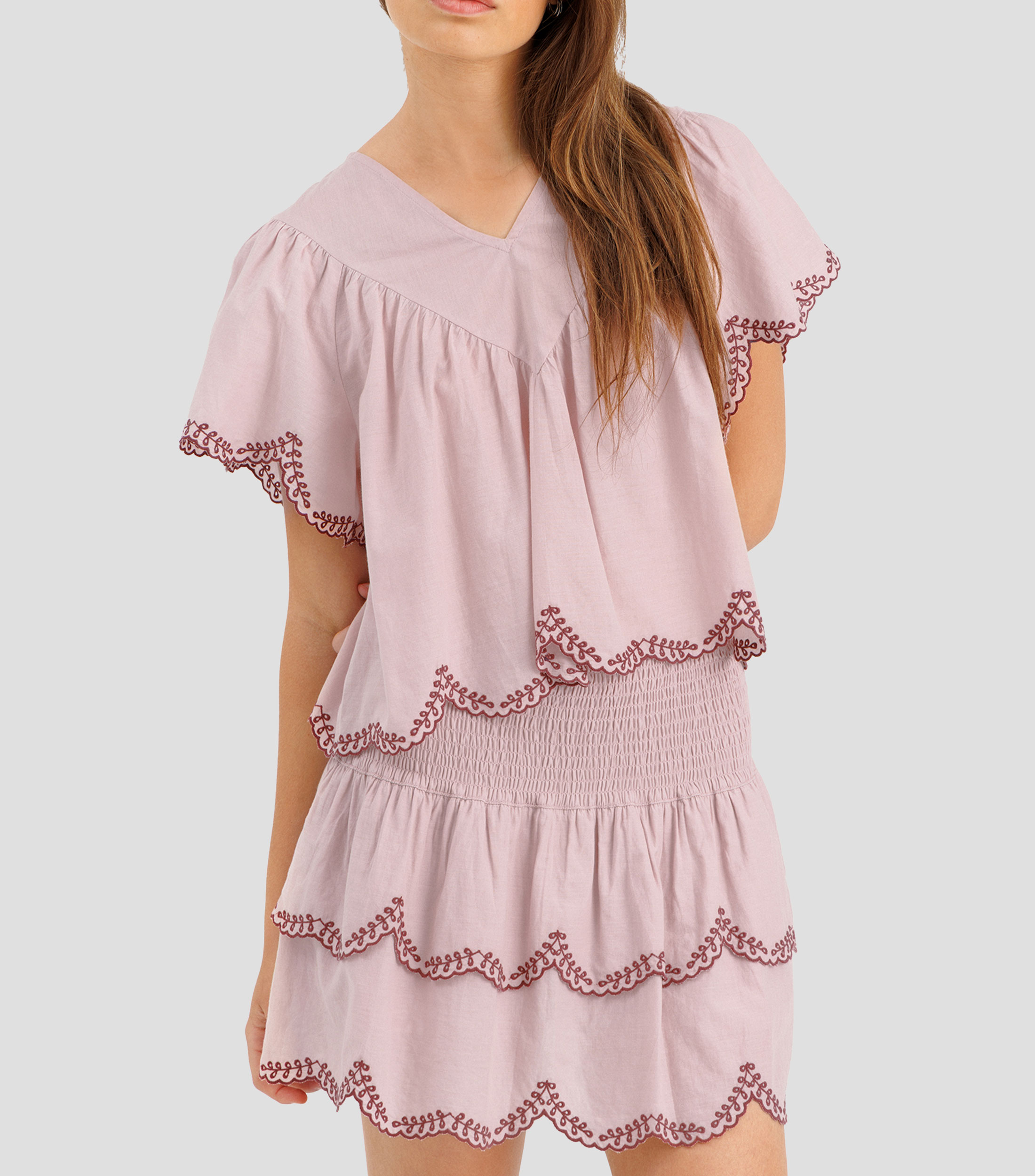 Blusa lisa manga corta Mujer