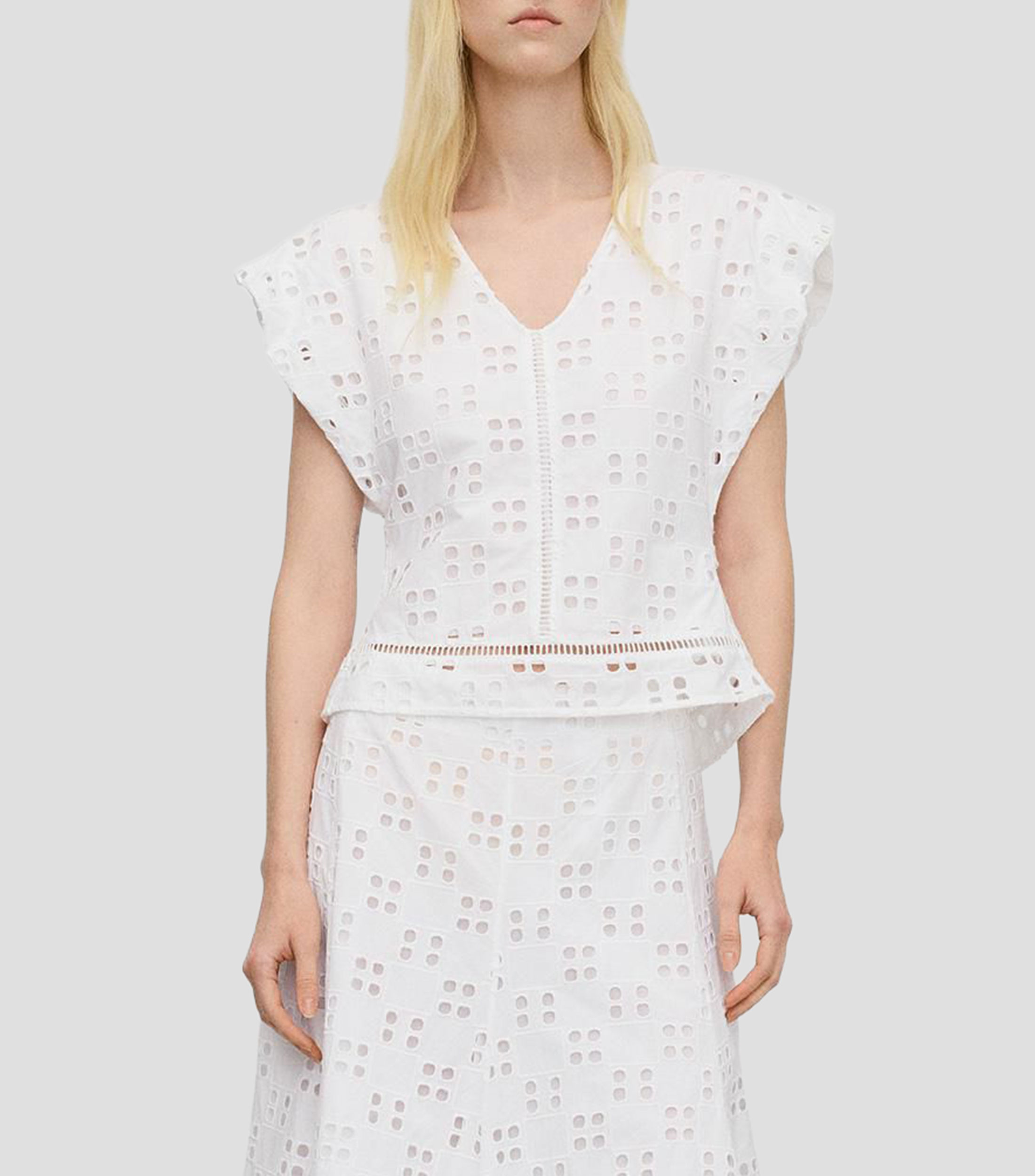 Blusa lisa con manga corta Mujer