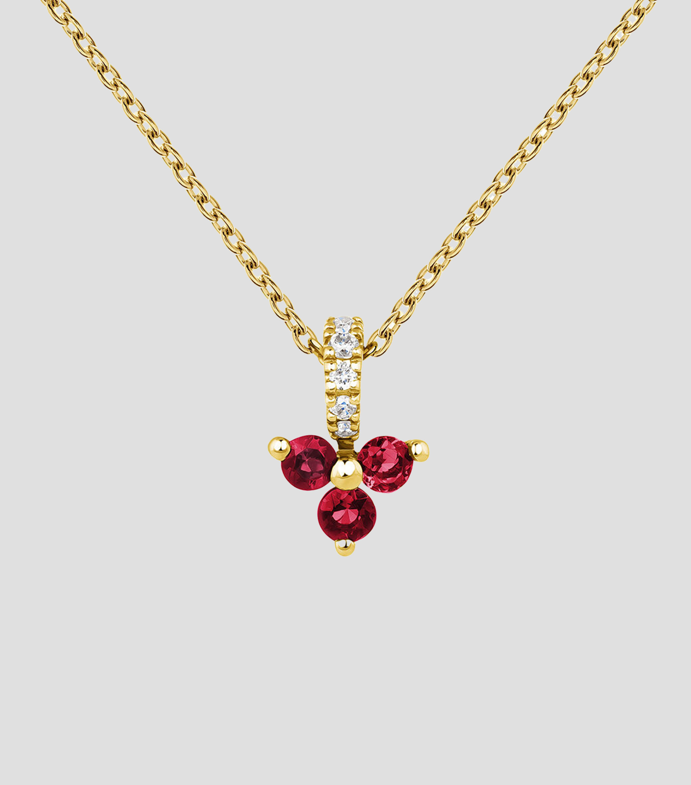 Collar en oro 9 Kts con rubí y diamantes Mujer