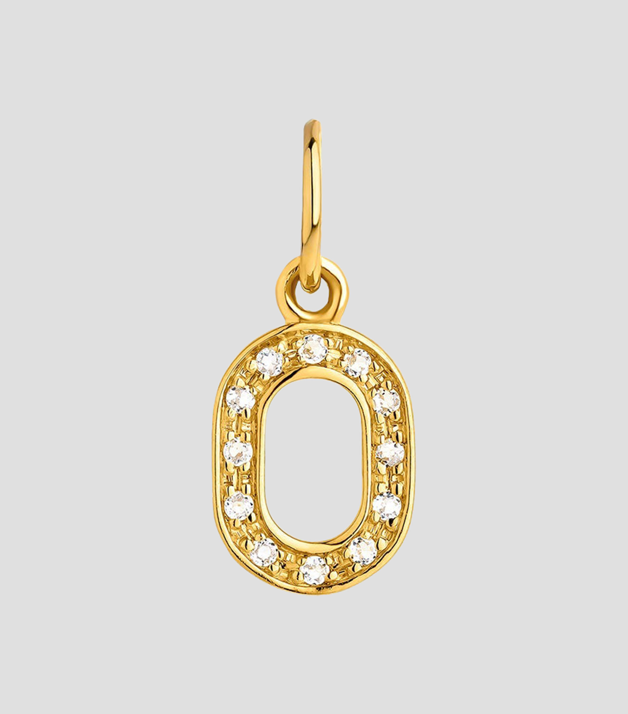 Dije inicial O en plata .925 ABC con topacios blancos Mujer